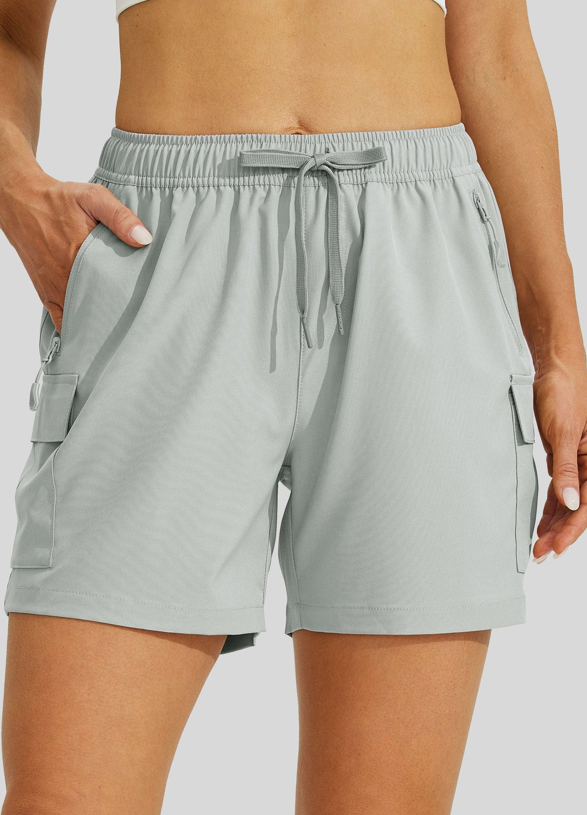 Willit Women's Hiking Workout Shorts in light gray1
