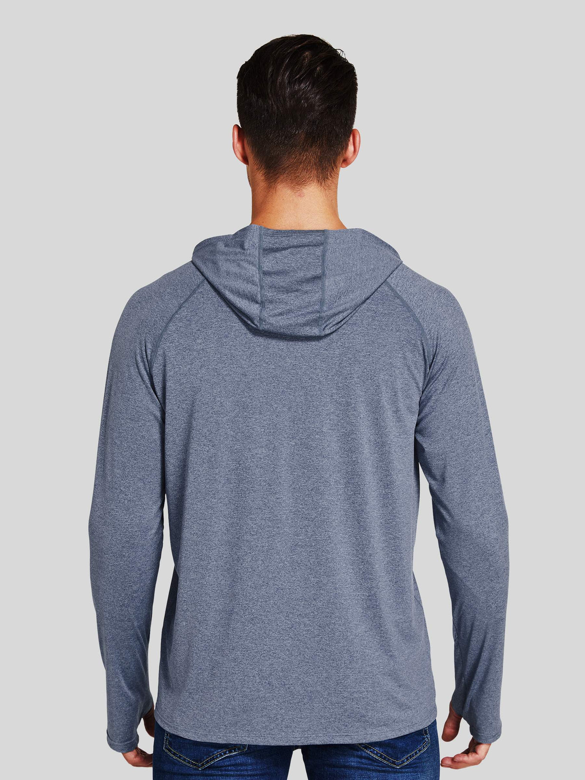 Willit Men's Sun Protection Long Sleeve Hooded Shirts in gray
