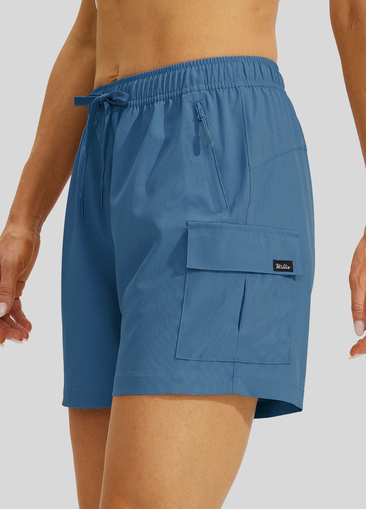 Willit Women's Hiking Workout Shorts in ocean blue4