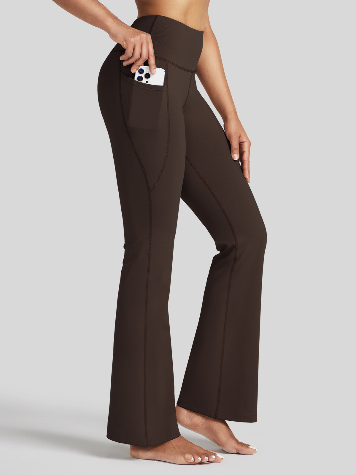 Womens Stretchy Yoga Pants Bootcut 29 Inch brown