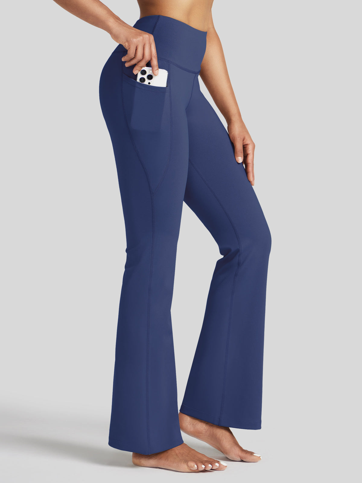 Womens Stretchy Yoga Pants Bootcut 29 Inch deep blue