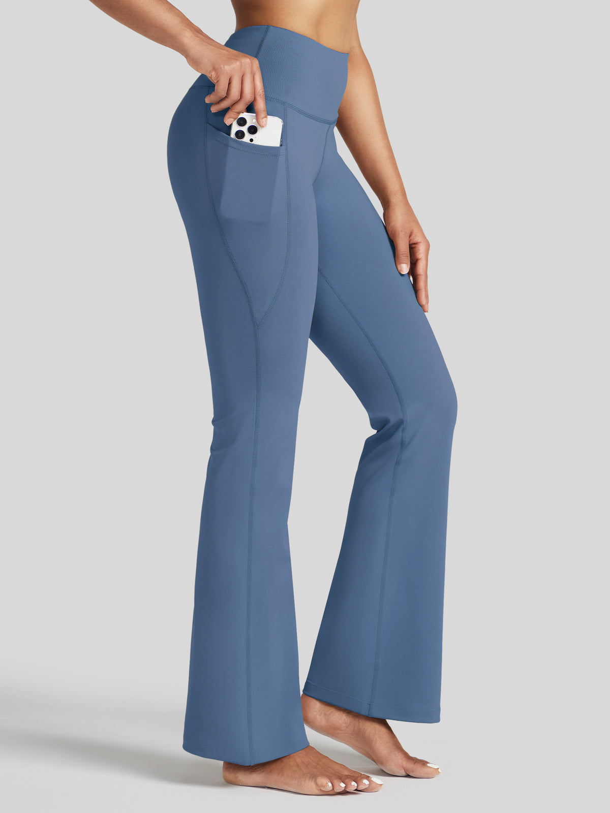 Womens Stretchy Yoga Pants Bootcut 29 Inch fog blue