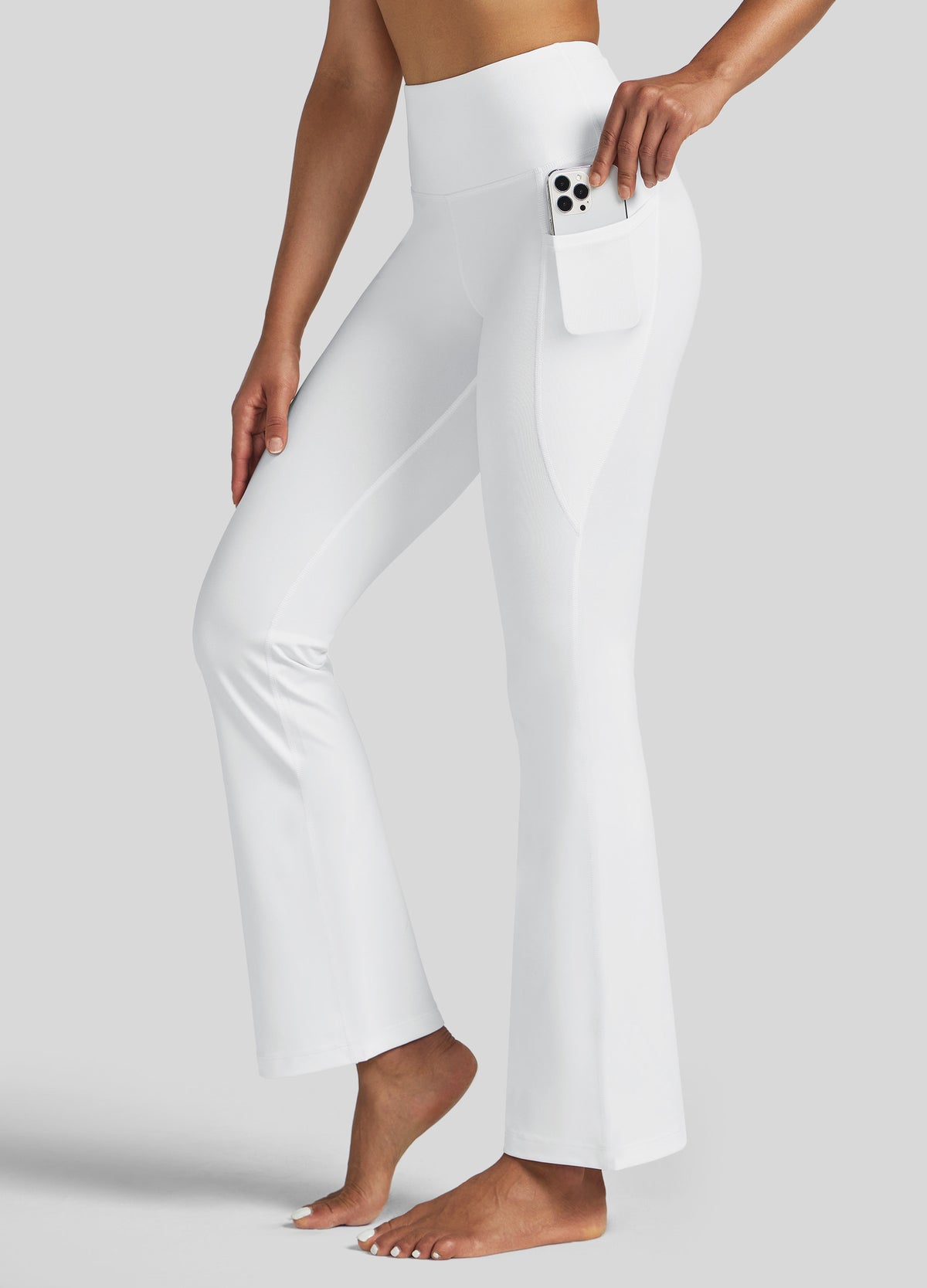 Womens Stretchy Yoga Pants Bootcut 31 Inch white
