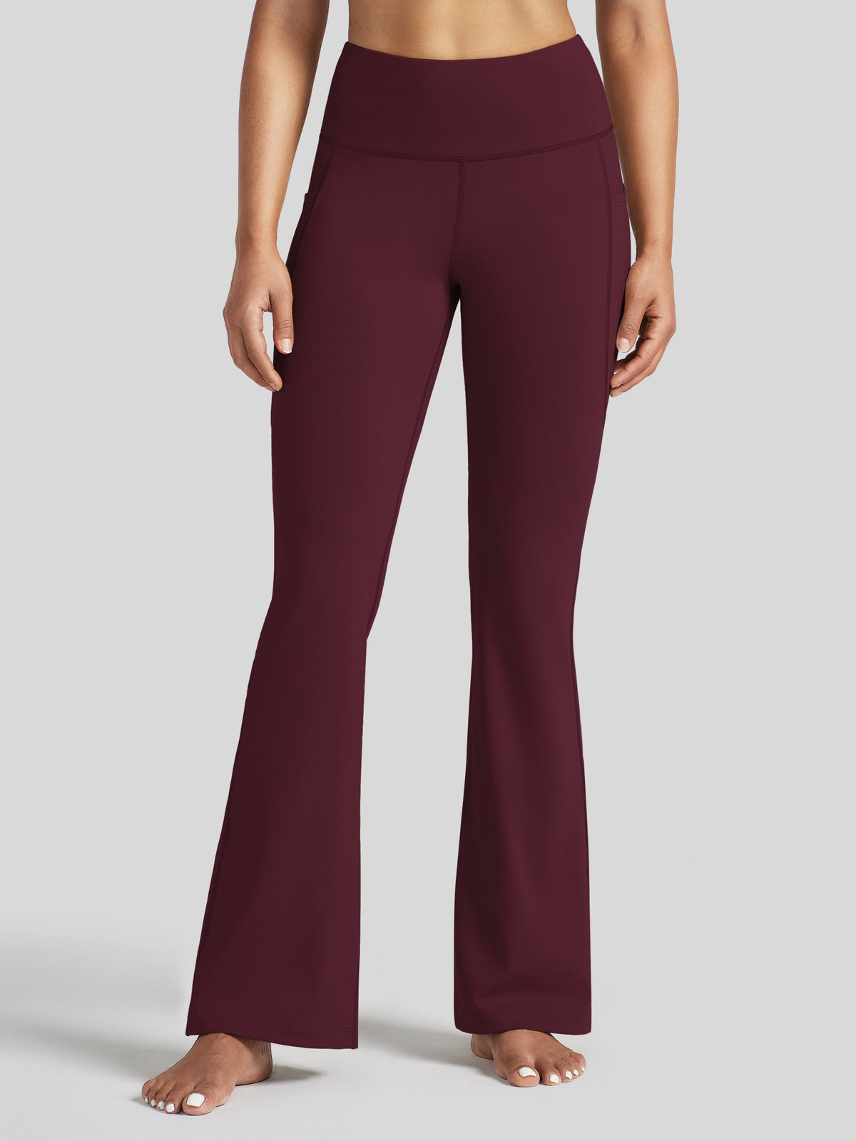 Womens Stretchy Yoga Pants Bootcut 31 Inch wine red