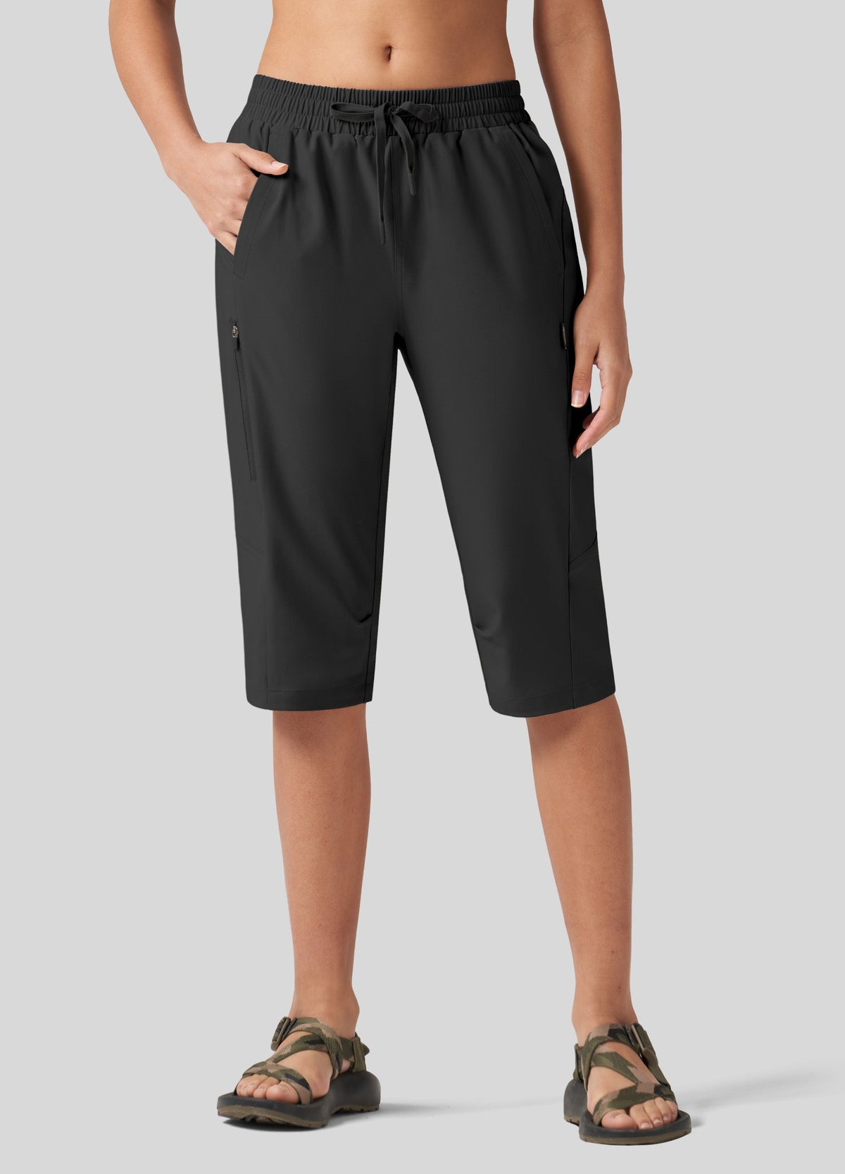 Willit Women's 15 Inch Long Hiking Shorts in black1