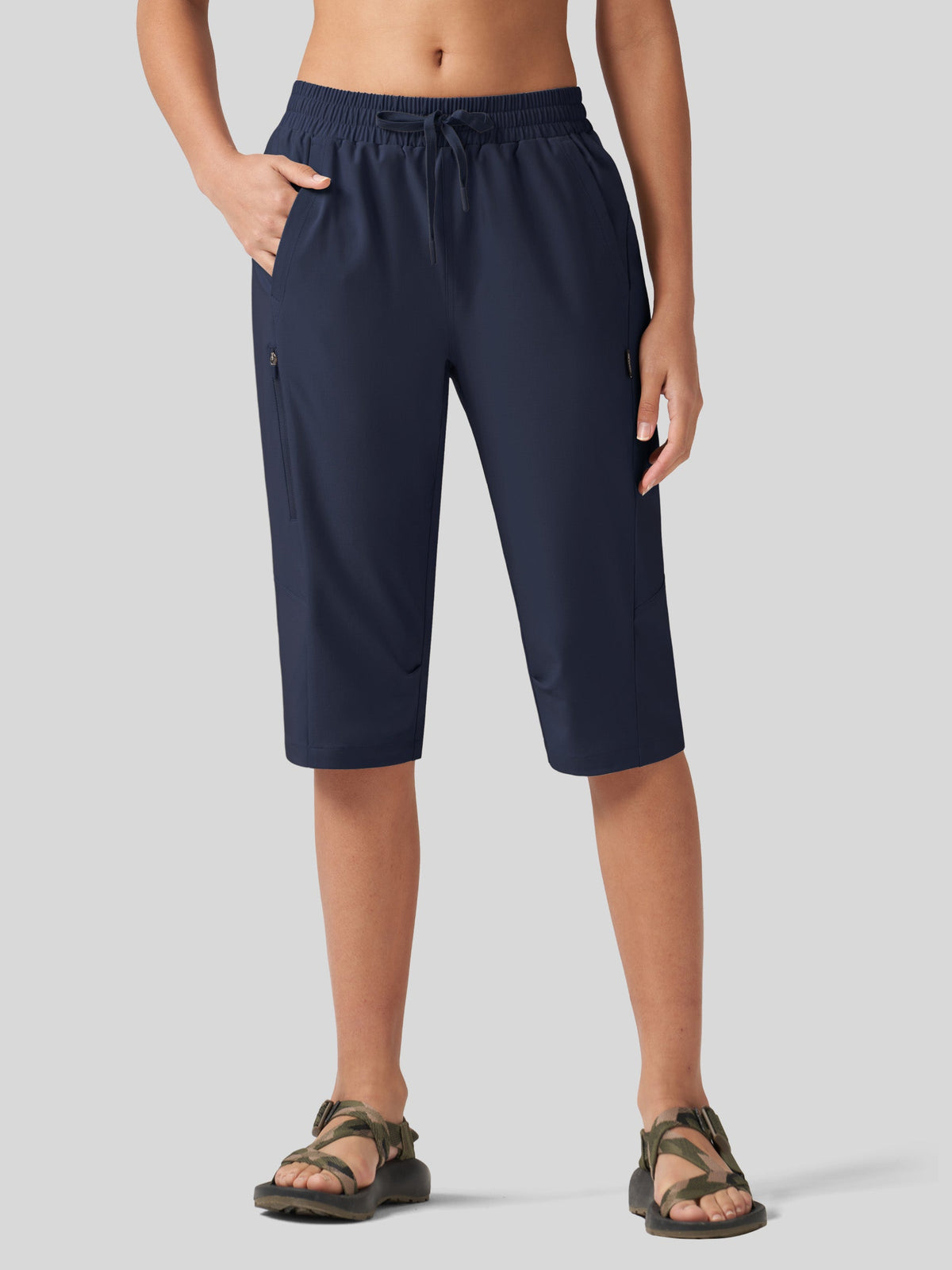 Willit Women's 15 Inch Long Hiking Shorts in navy1
