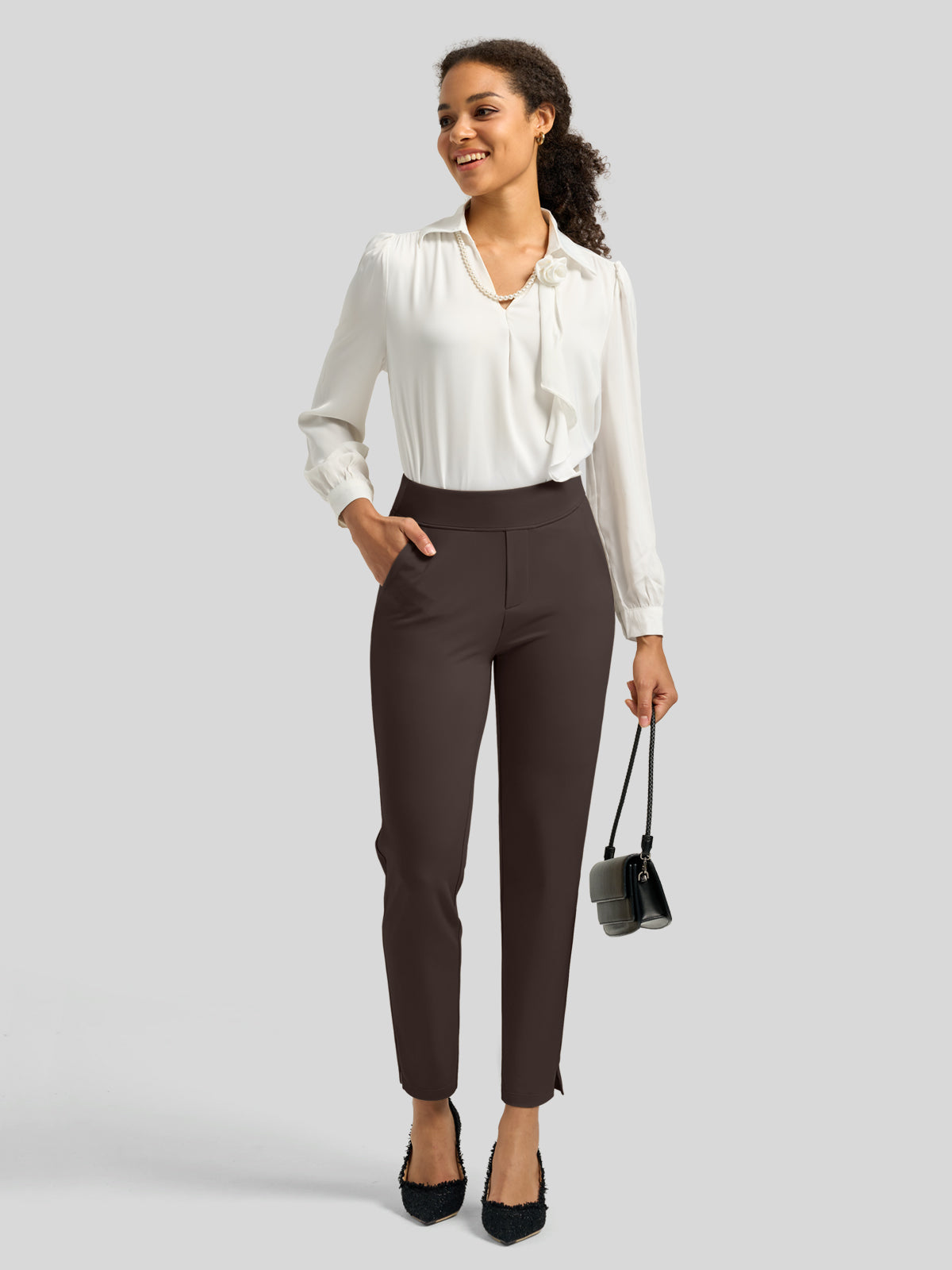 Willit Women's Ankle Stretch Golf Pants-27.5 Inch_coffee