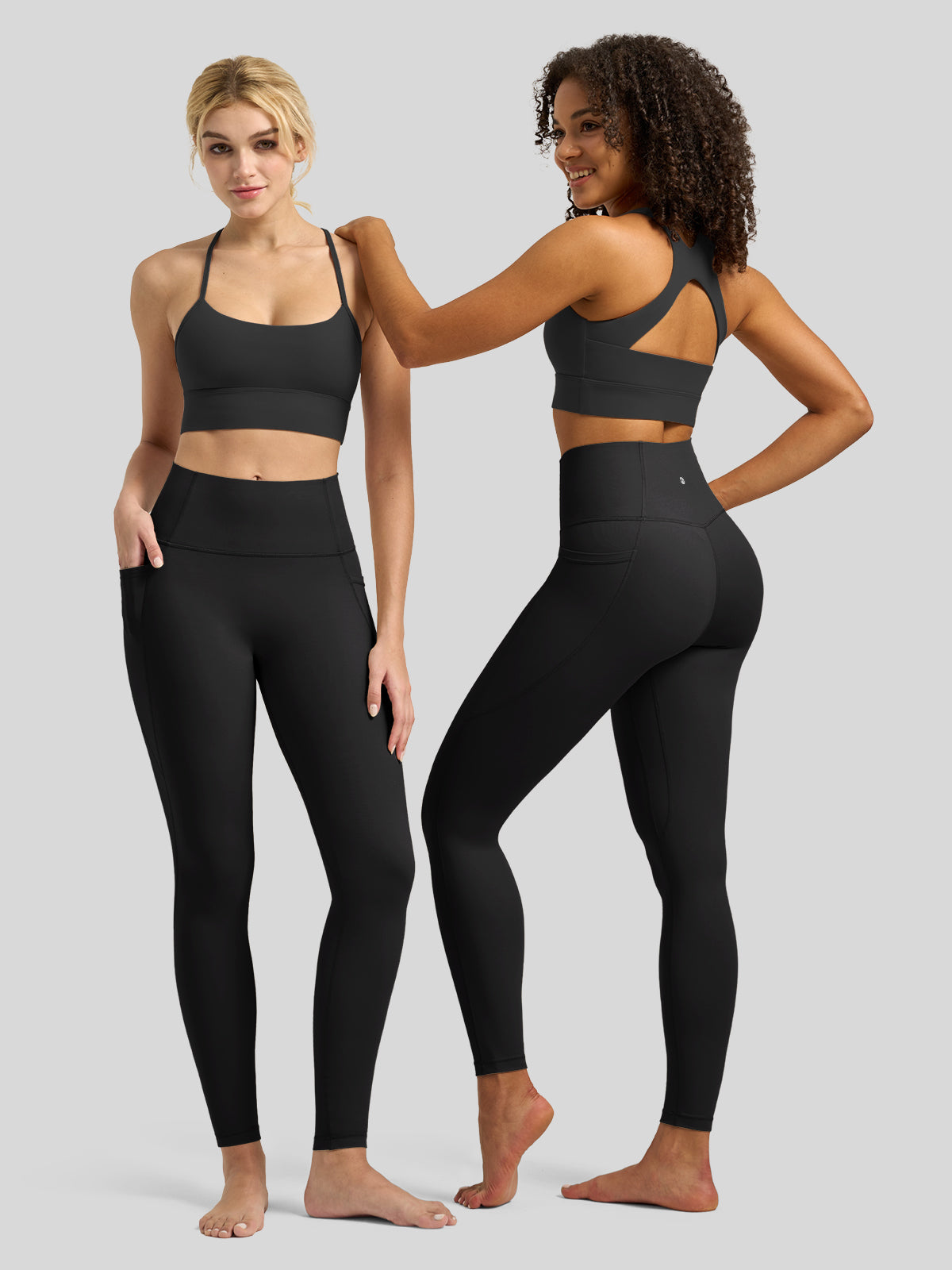 Willit Women's Butterflux Pocket Leggings-25 Inch in black