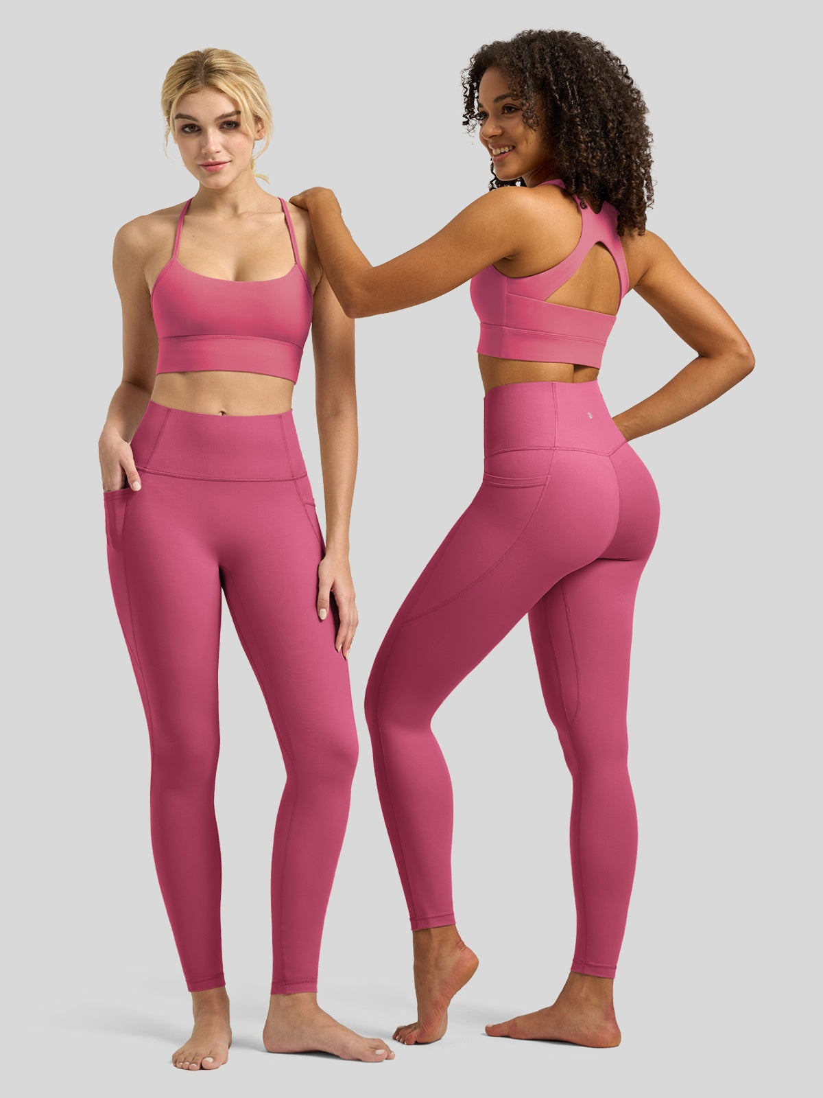 Willit Women's Butterflux Pocket Leggings-25 Inch in rose red