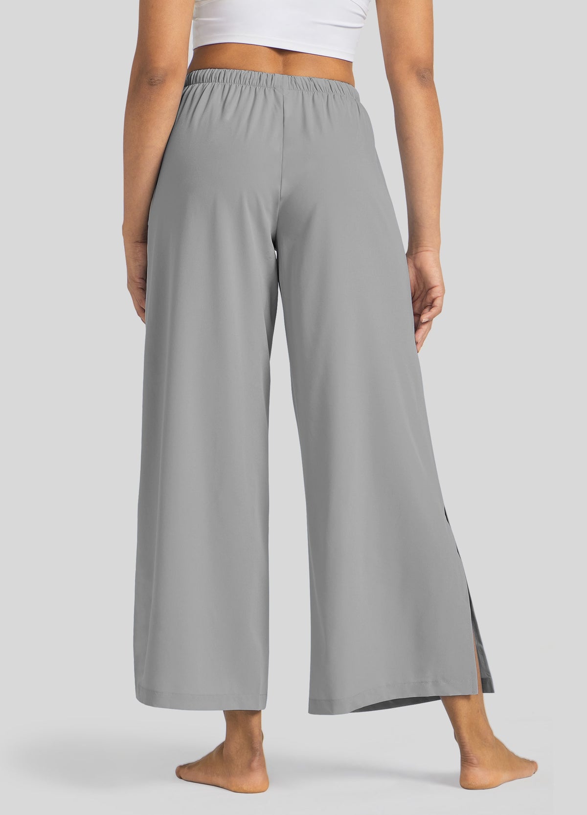 Womens Wide-Leg Cropped Pants light gray
