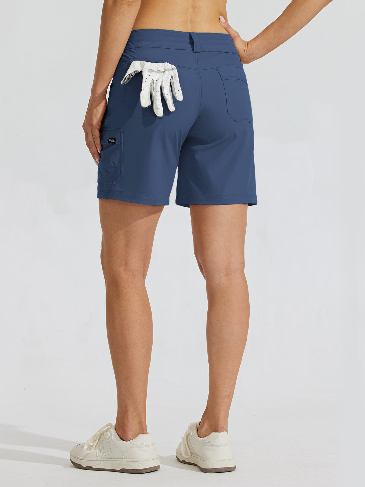 Womens High Waist Cargo Shorts 7 Inch navy4