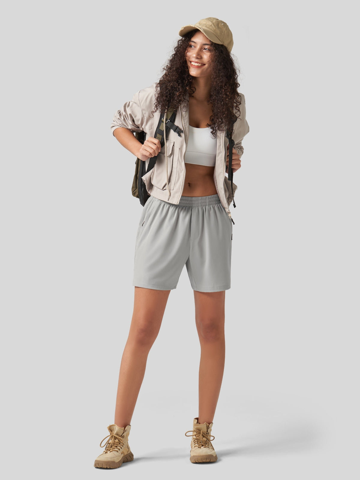 Willit Women's Active Trek Shorts 7 Inch in light gray5