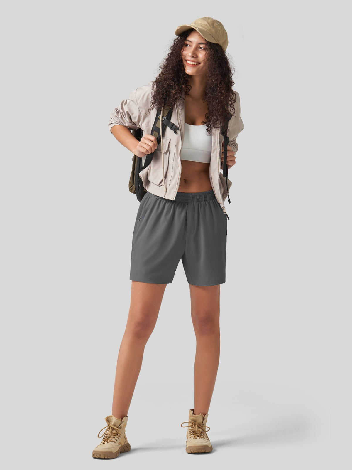 Willit Women's Active Trek Shorts 7 Inch in deep gray5