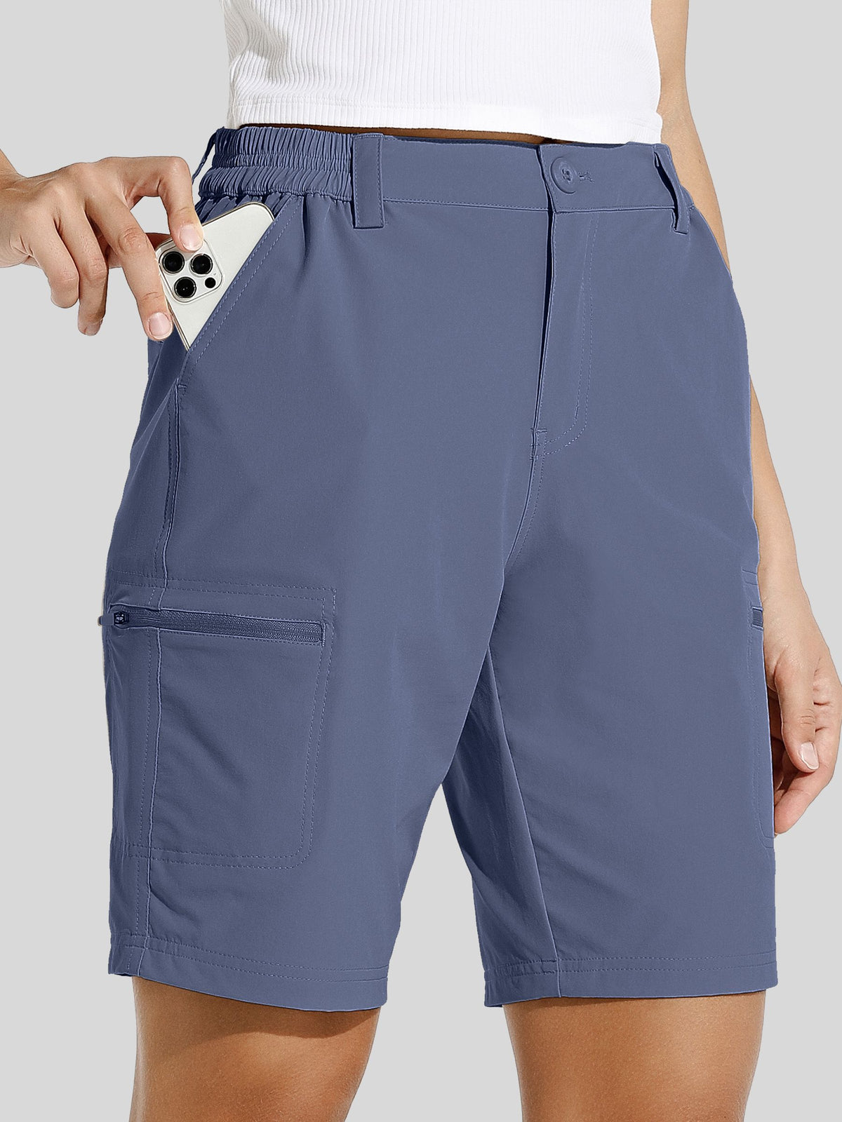 willit Womens Bermuda Cargo Shorts 10 Inch in violet1