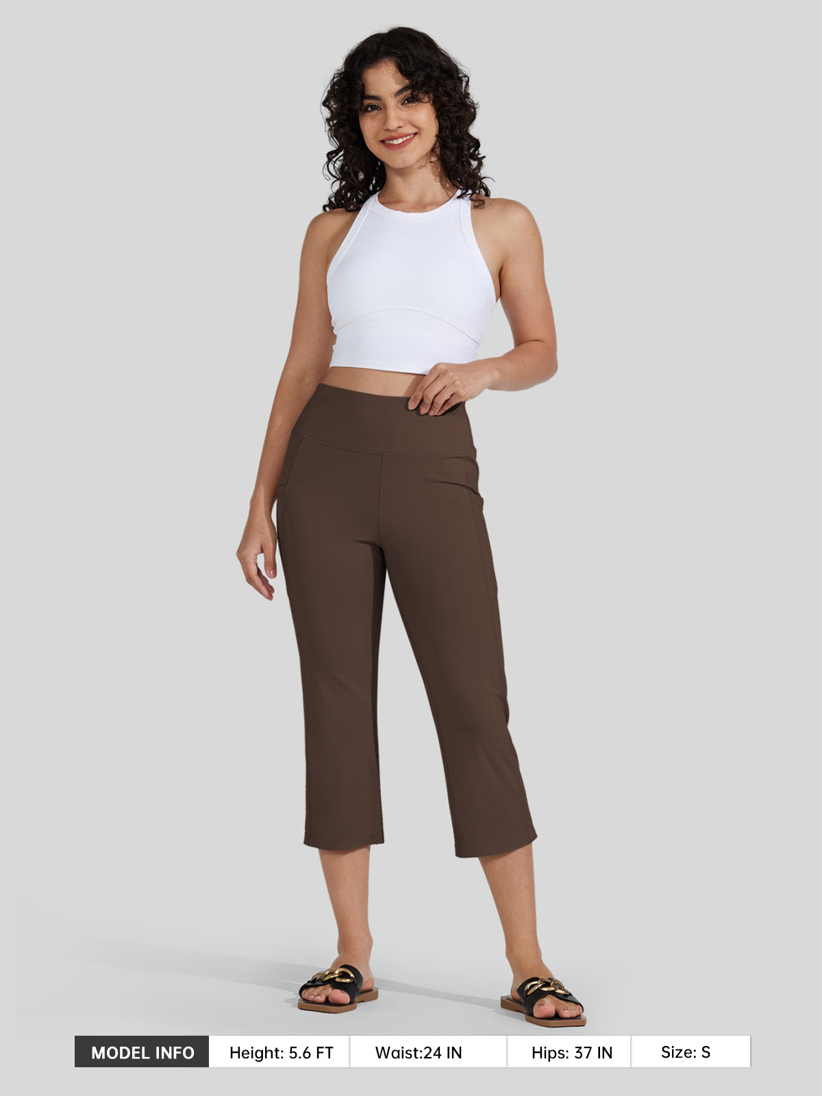 Willit Women's Straight Leg Capris Pants_light gray