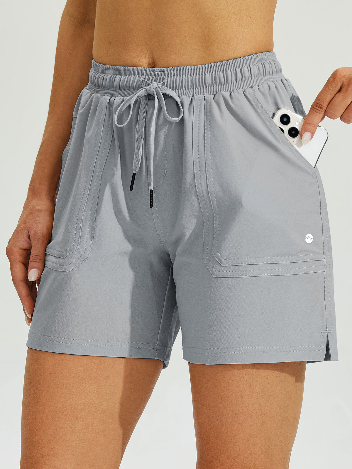 Womens Stretch Shorts with Pockets light gray3
