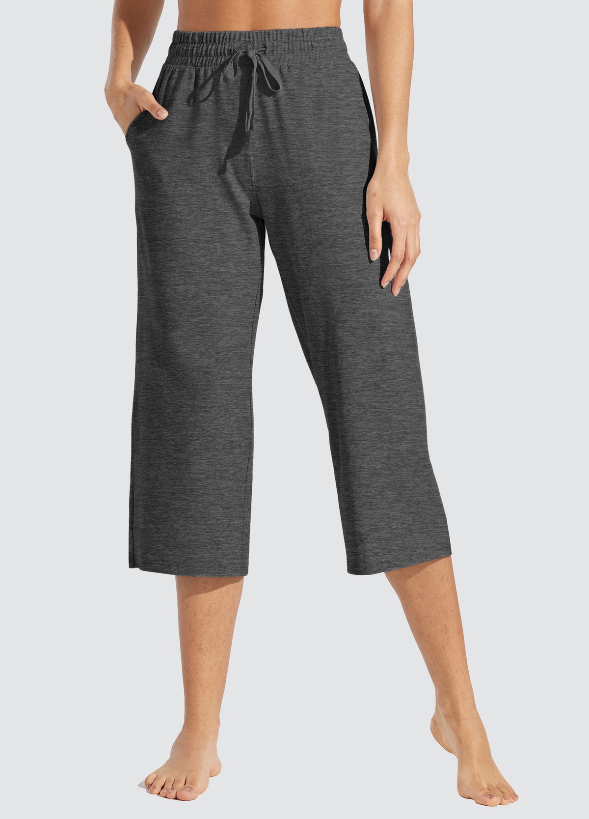 Womens Loose Capri Yoga Pants dark gray