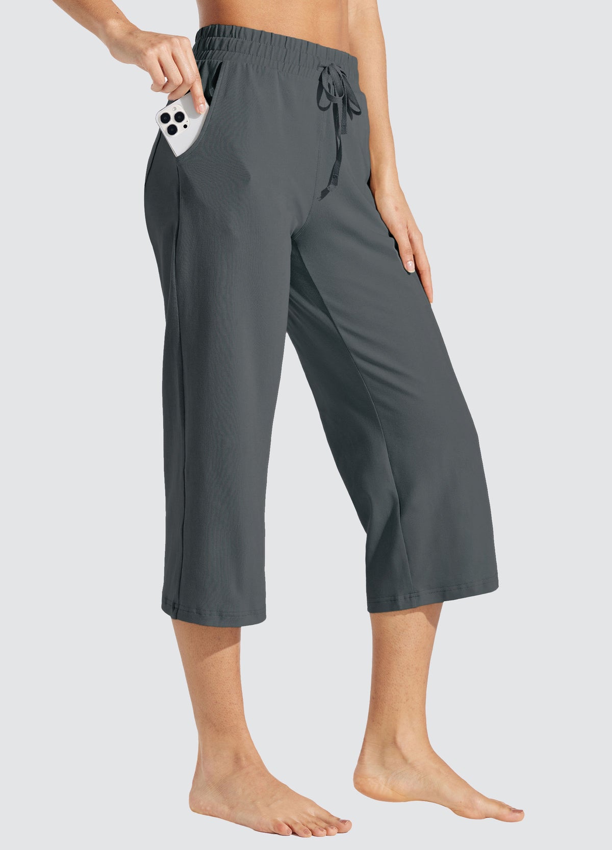 Womens Loose Capri Yoga Pants gray