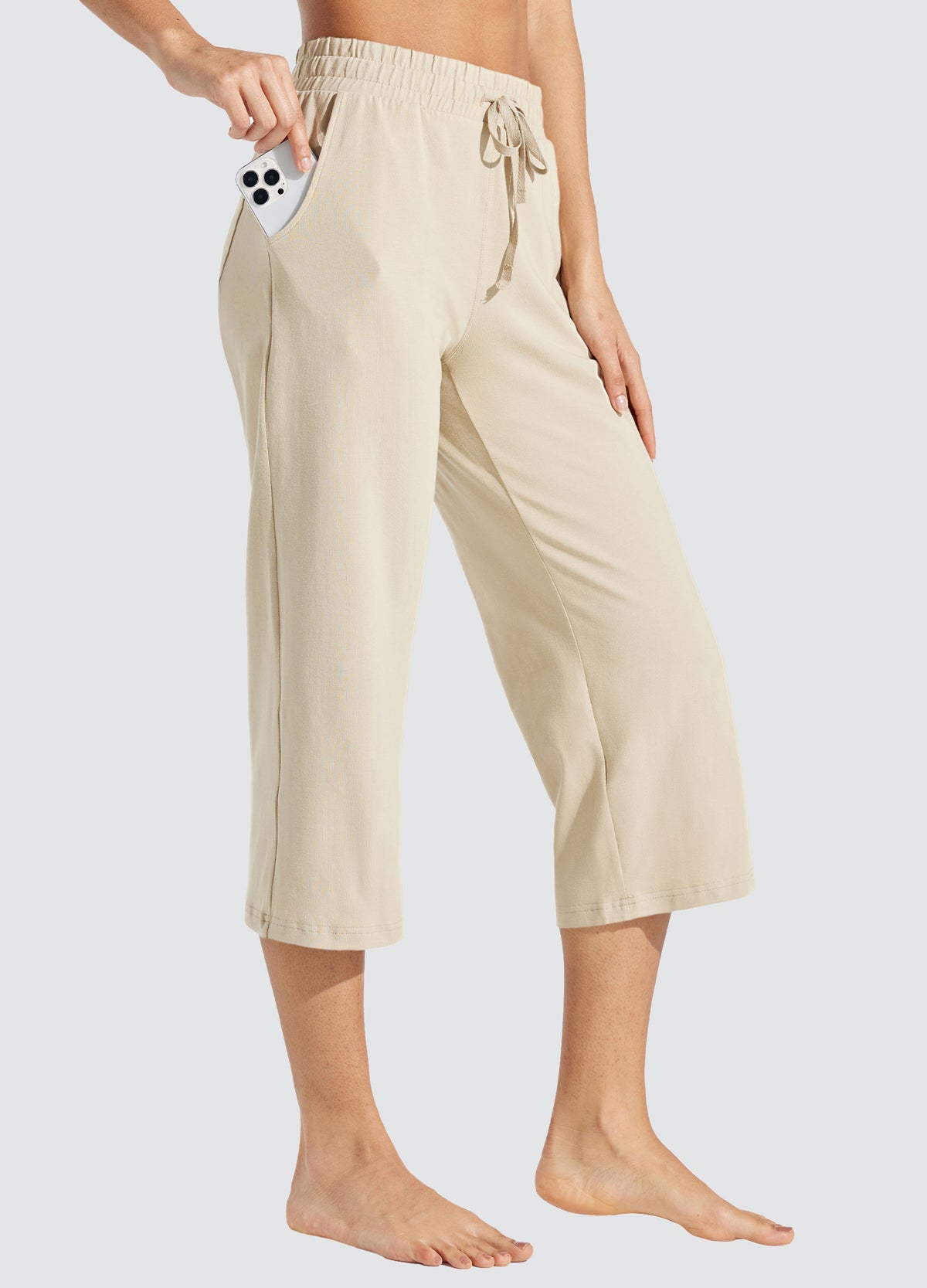 Womens Loose Capri Yoga Pants khaki