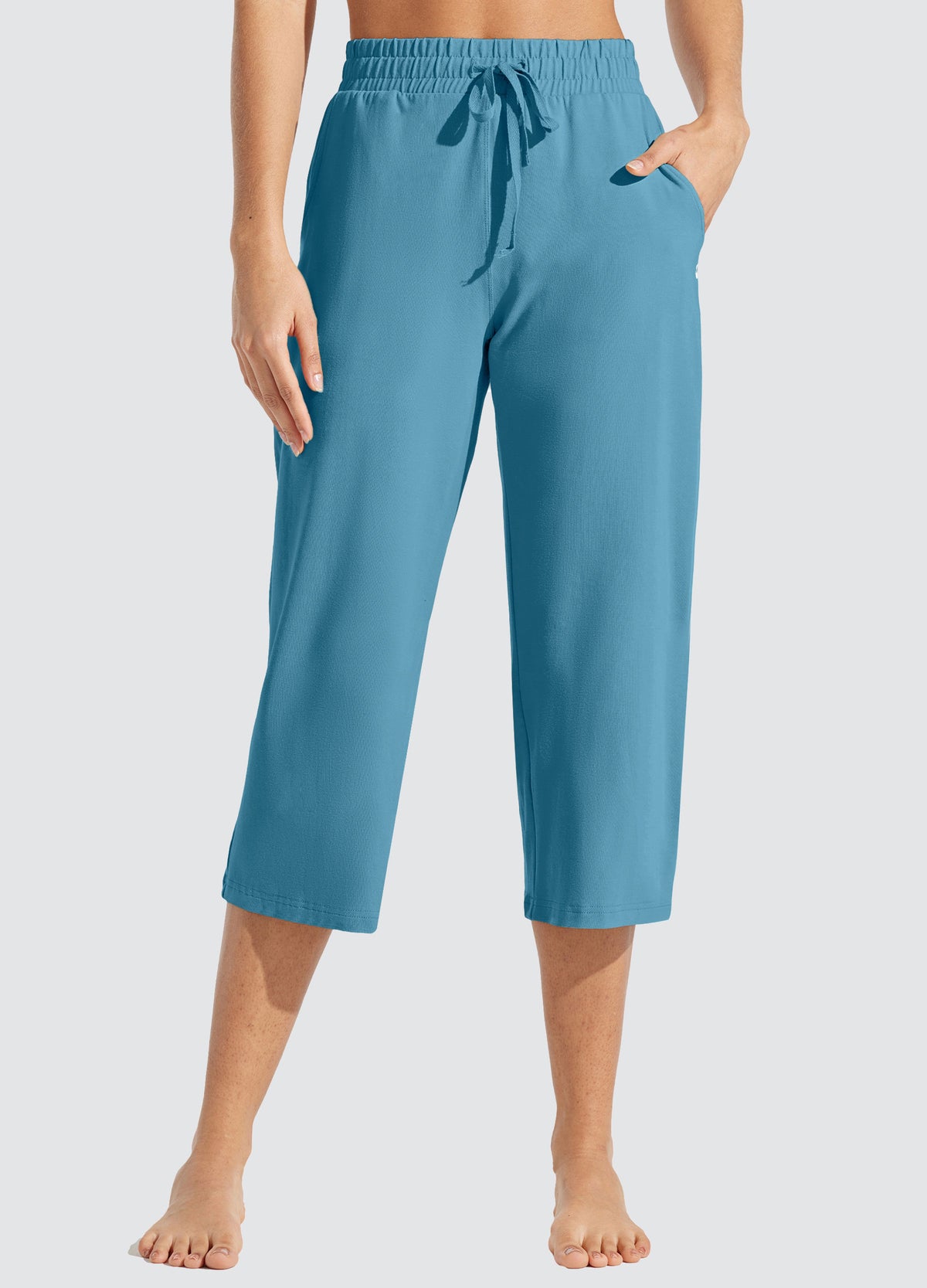 Womens Loose Capri Yoga Pants lake blue