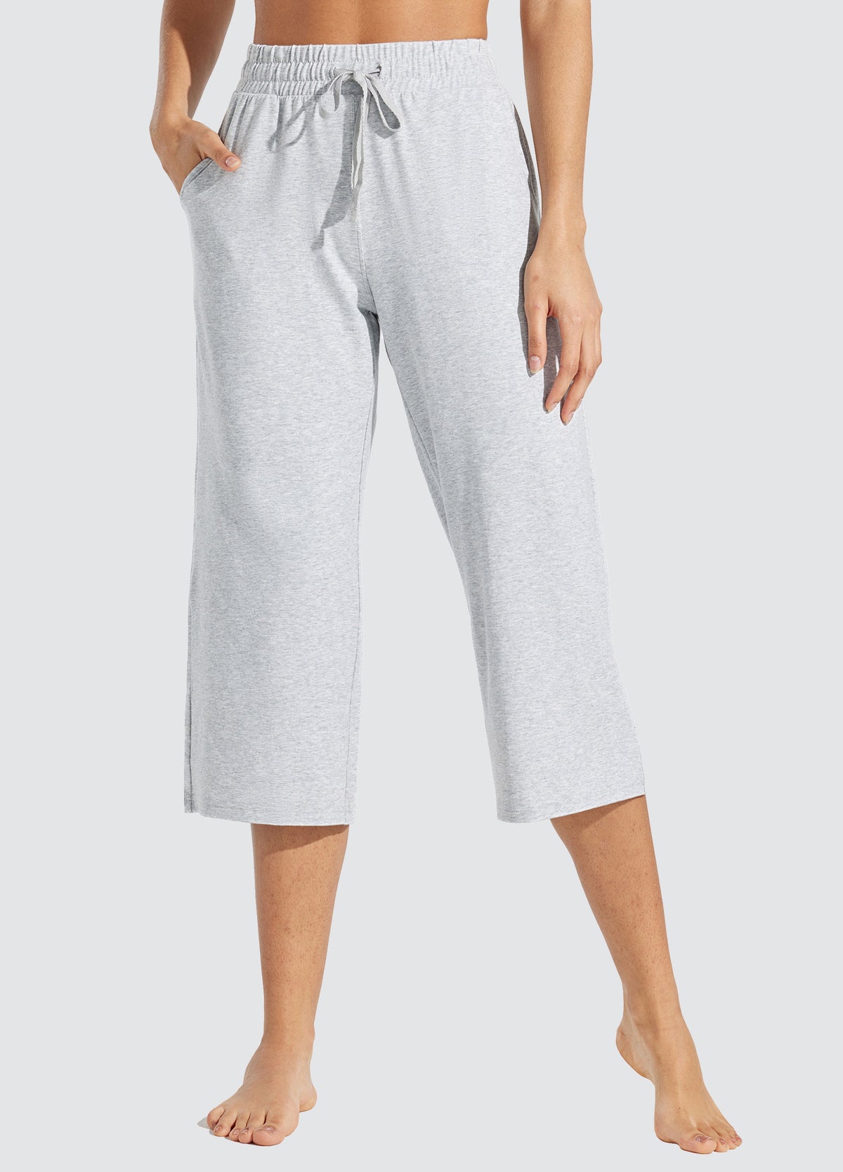 Womens Loose Capri Yoga Pants light gray