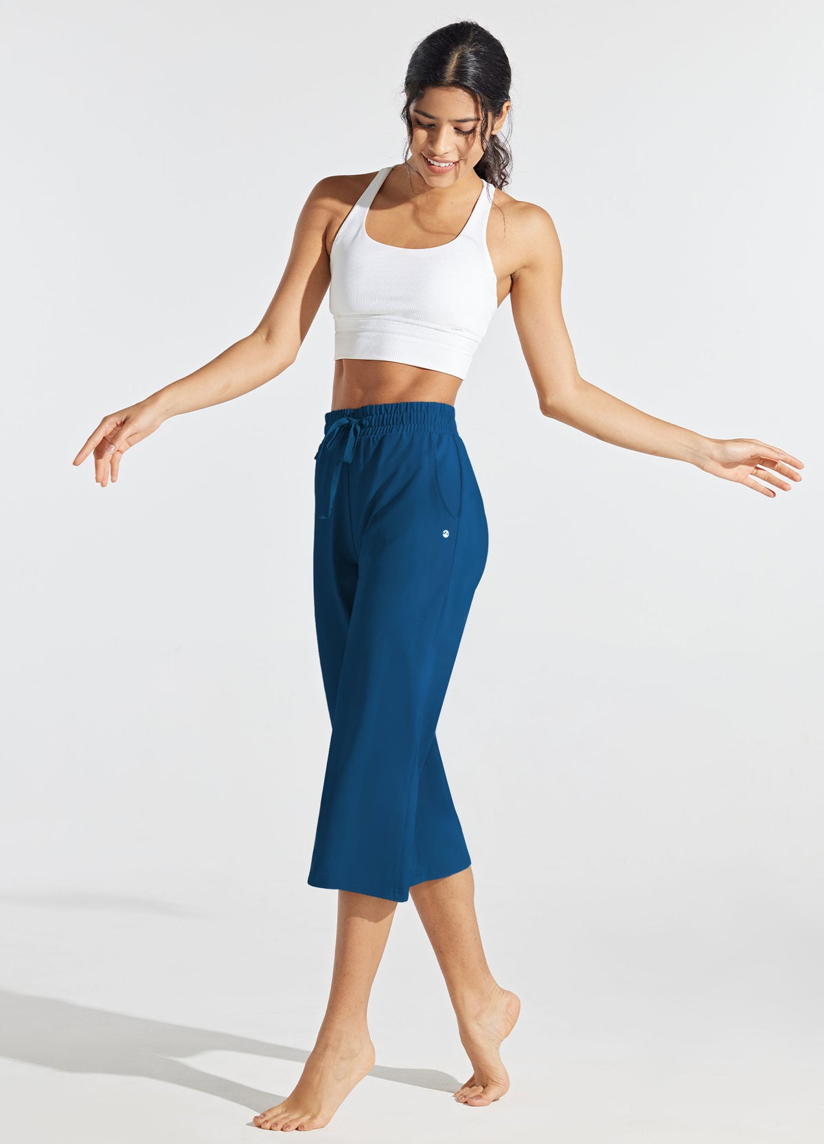 Womens Loose Capri Yoga Pants navy