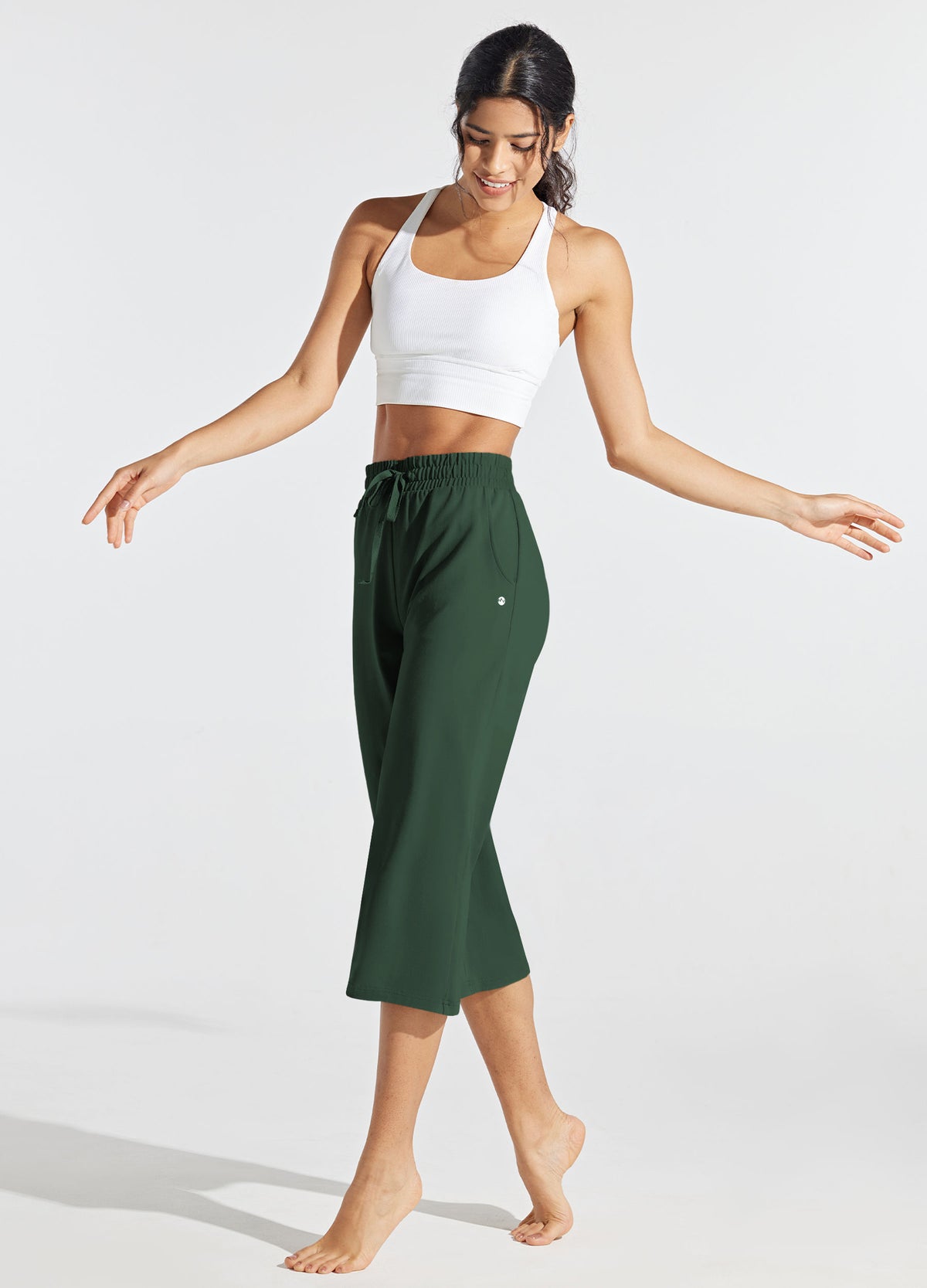 Womens Loose Capri Yoga Pants olive