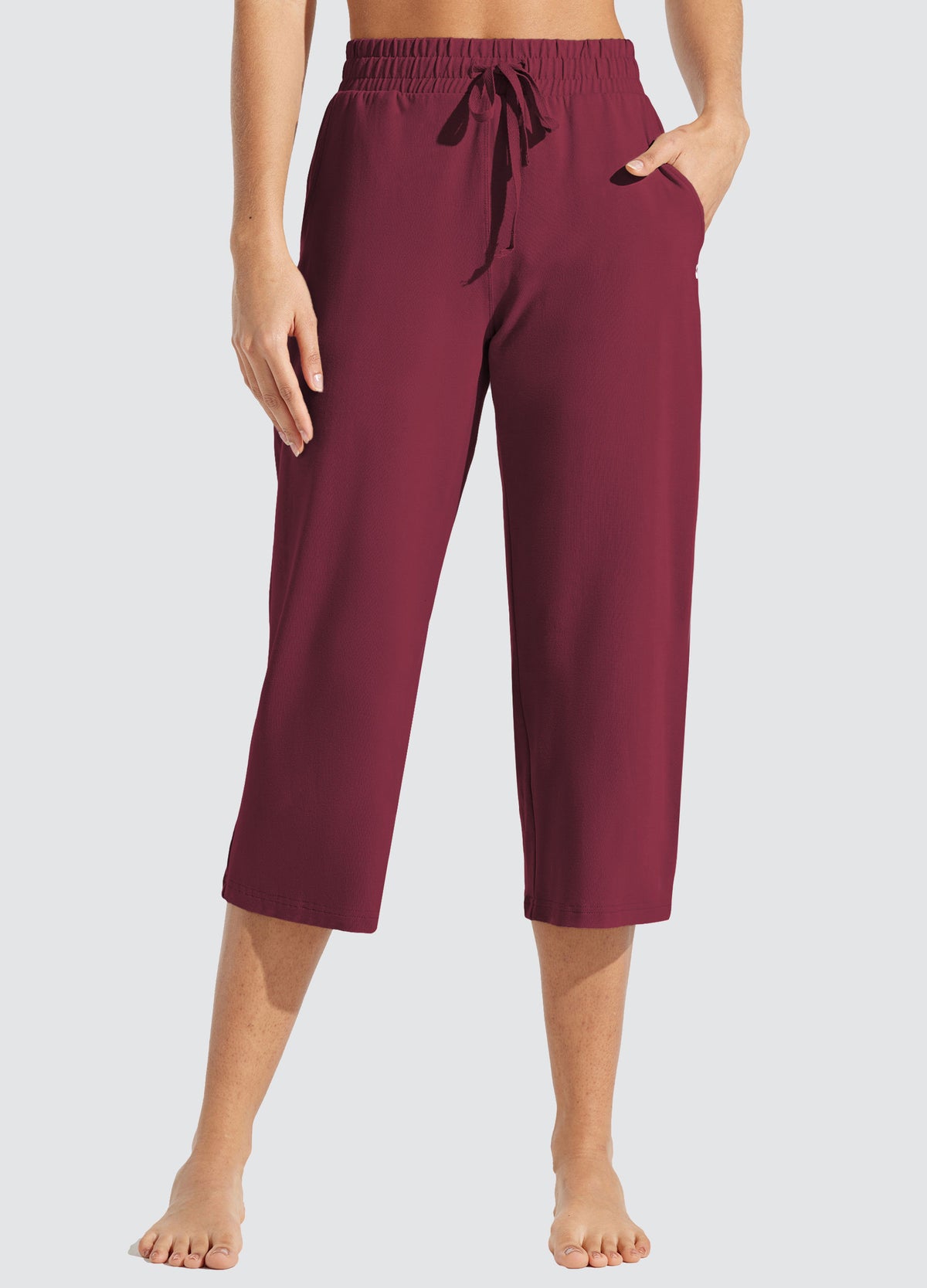 Womens Loose Capri Yoga Pants wine