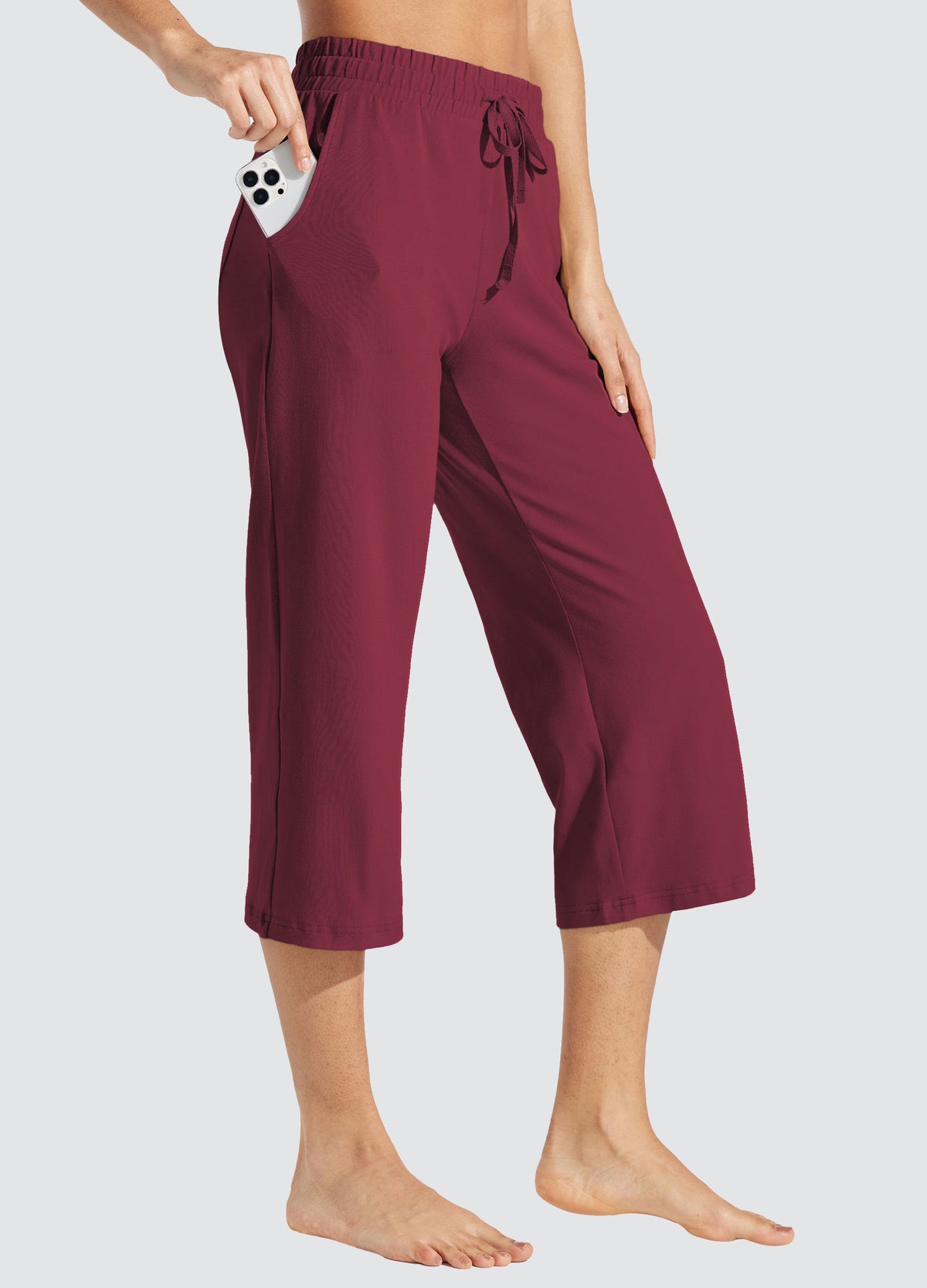 Womens Loose Capri Yoga Pants wine
