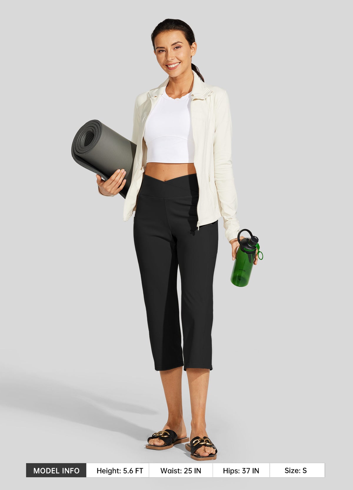 Womens Crossover Yoga Capris black