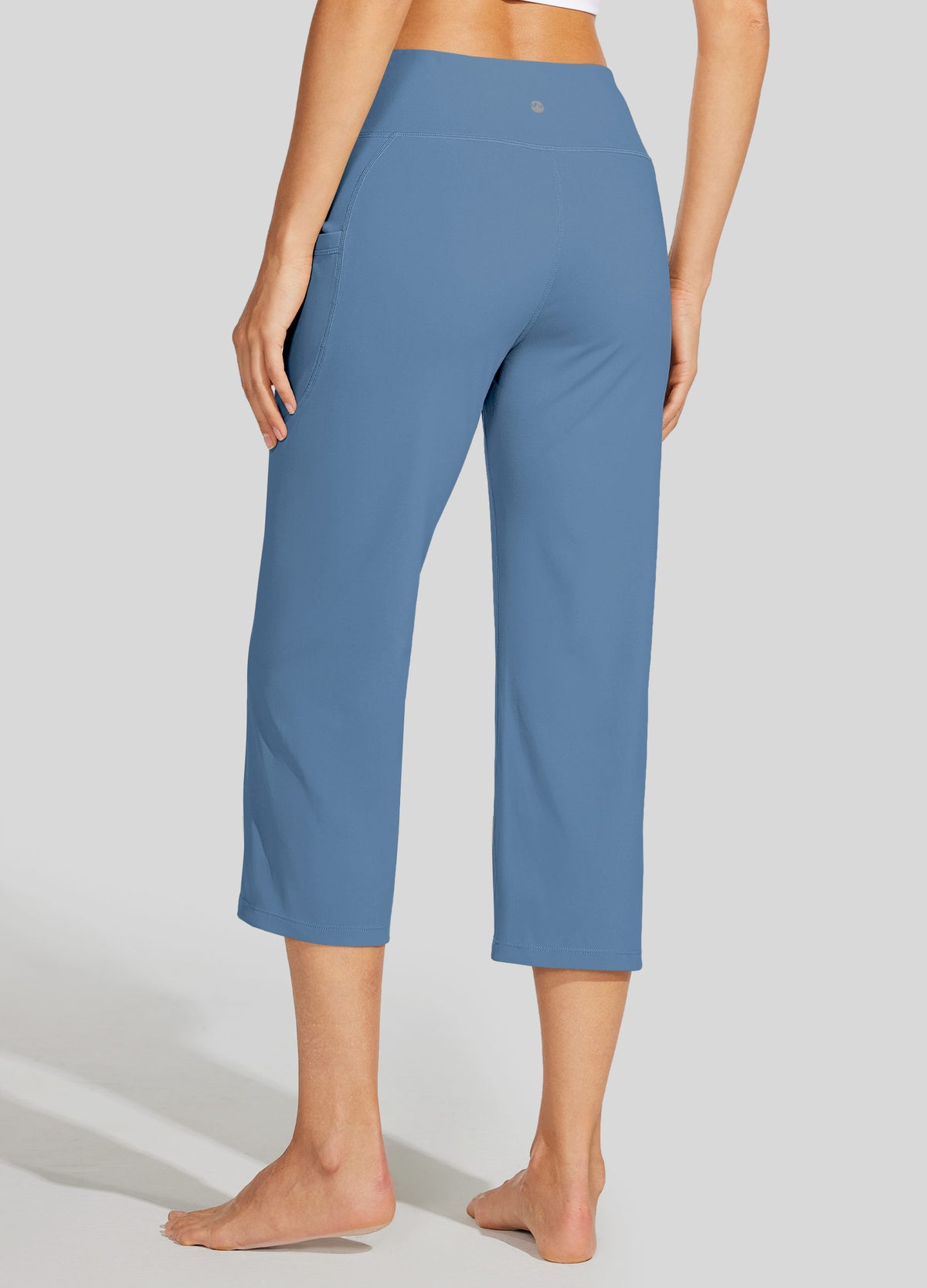 Womens Crossover Yoga Capris stone blue