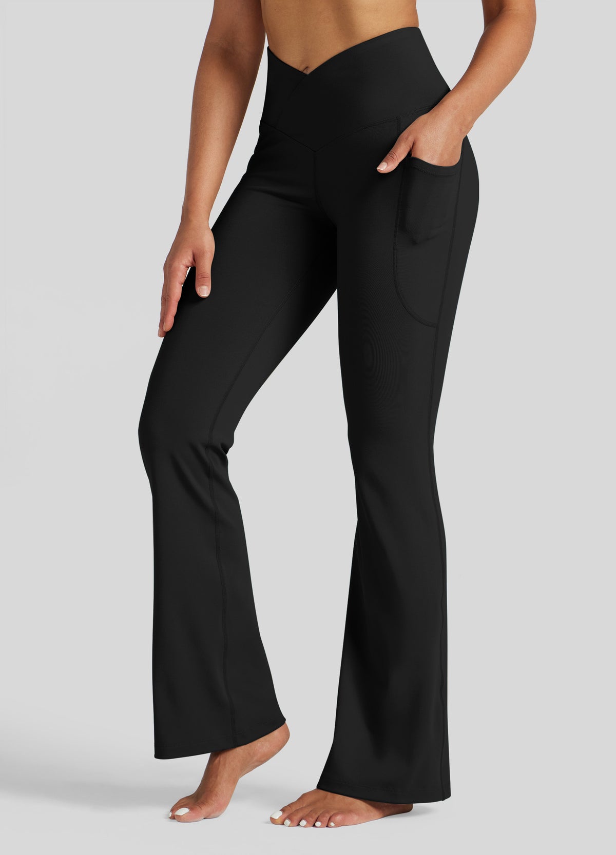 Womens Crossover Flare Yoga Leggings 31 Inch black
