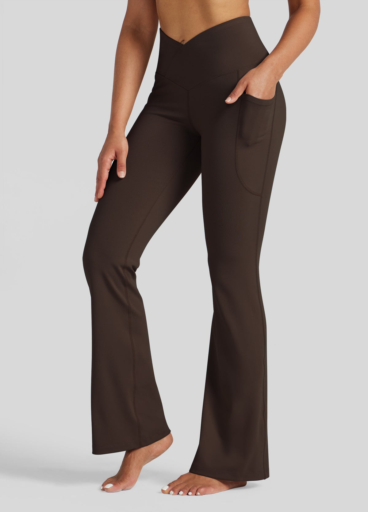 Womens Crossover Flare Yoga Leggings 31 Inch coffee