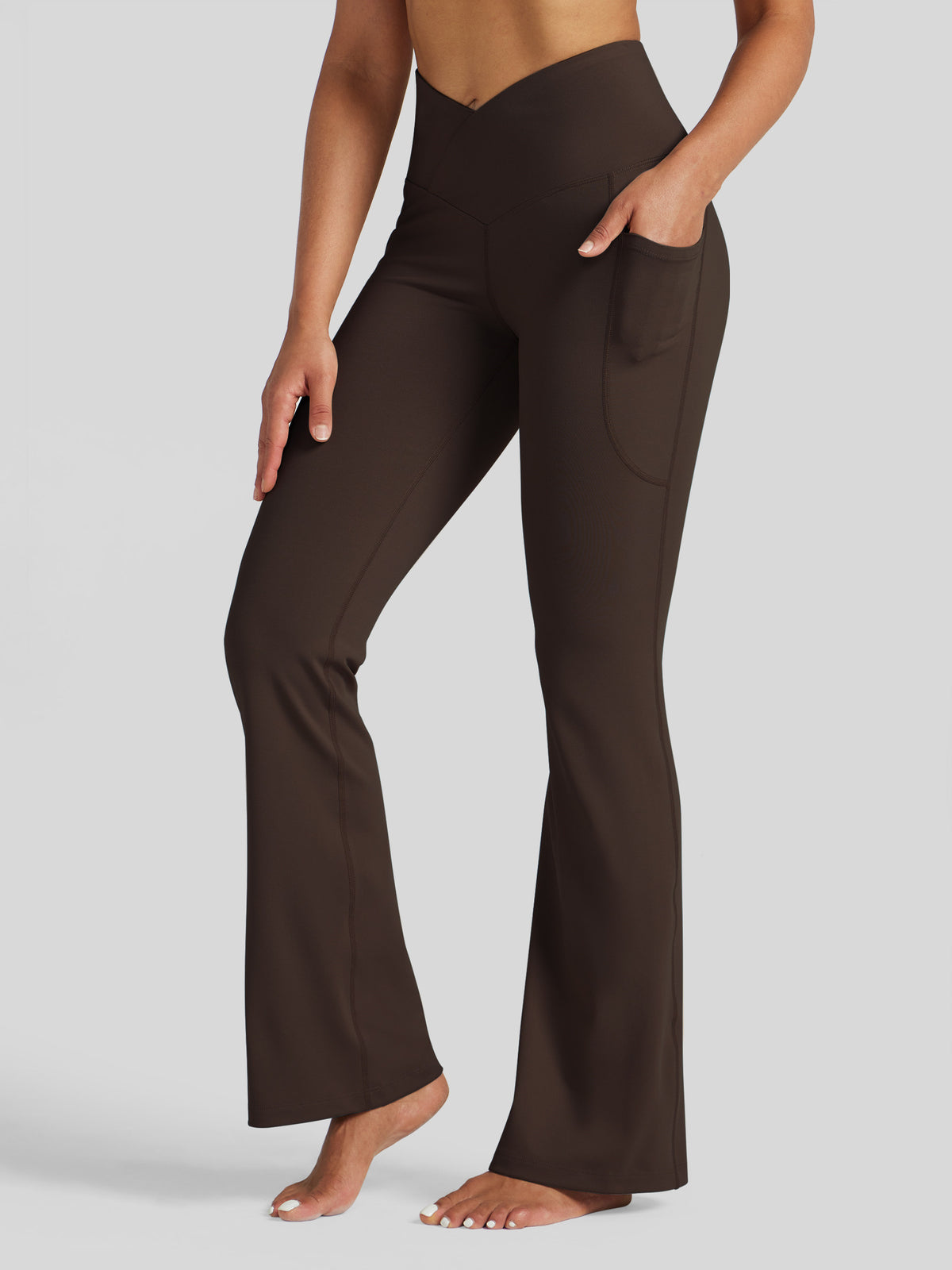Womens Crossover Flare Yoga Leggings 29 Inch coffee