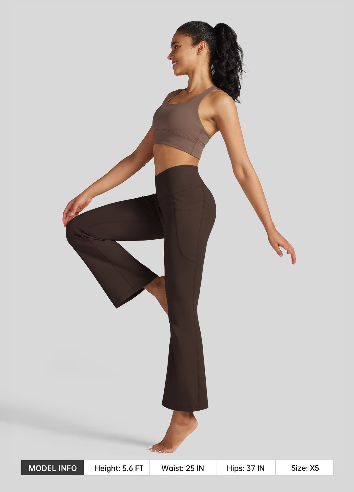 Womens Crossover Flare Yoga Leggings 29 Inch coffee