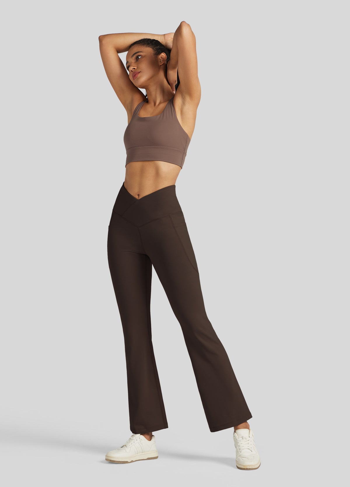 Womens Crossover Flare Yoga Leggings 31 Inch coffee
