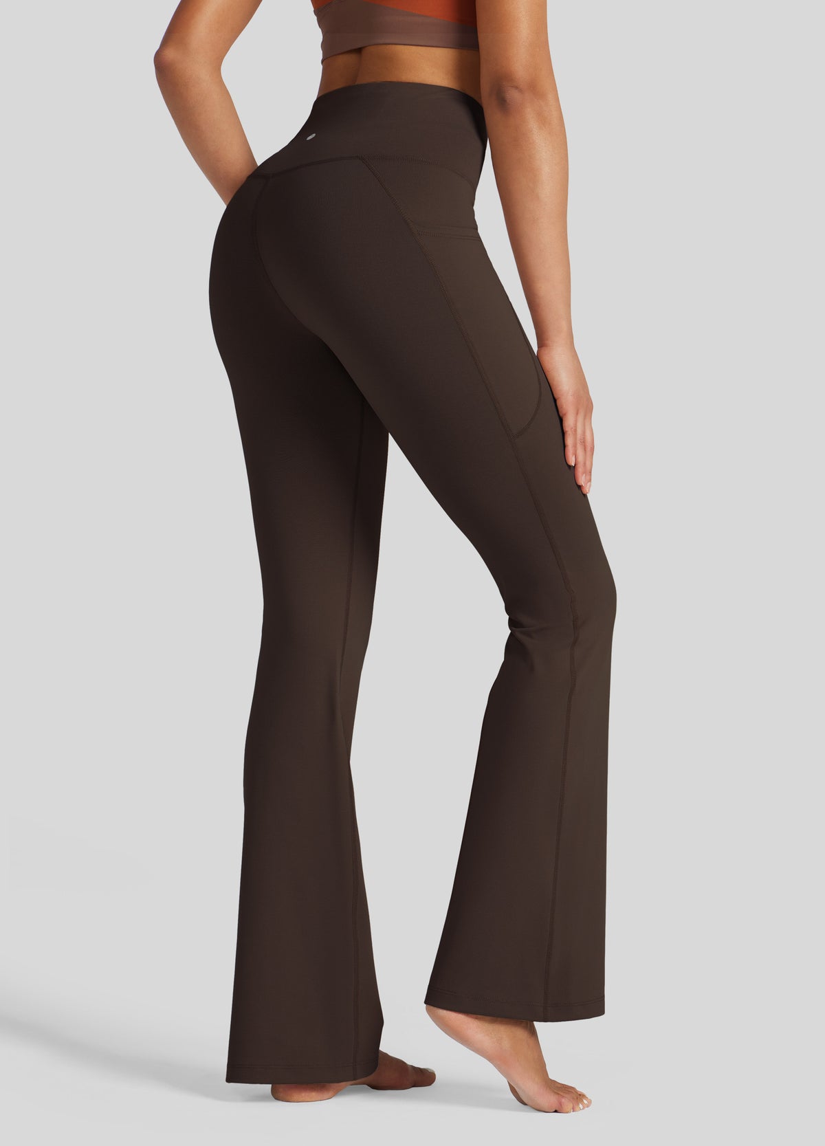 Womens Crossover Flare Yoga Leggings 31 Inch coffee