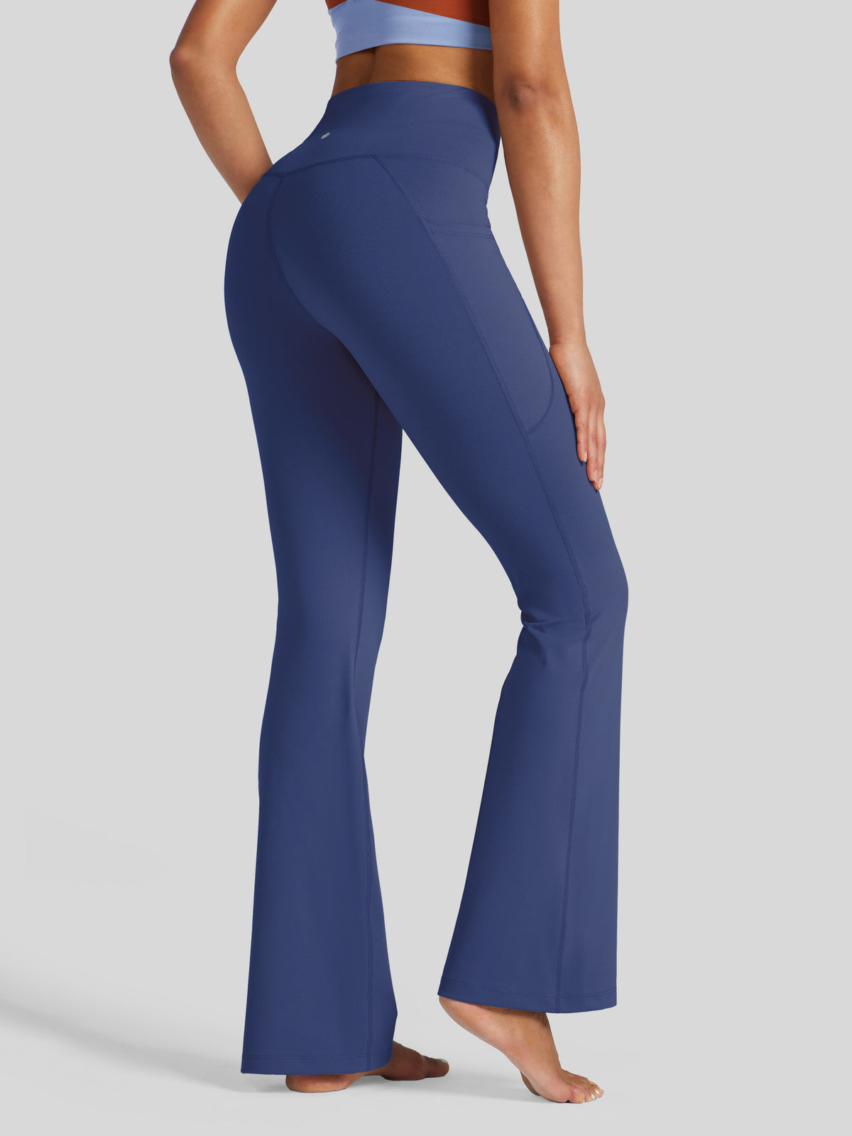 Womens Crossover Flare Yoga Leggings 31 Inch deep blue