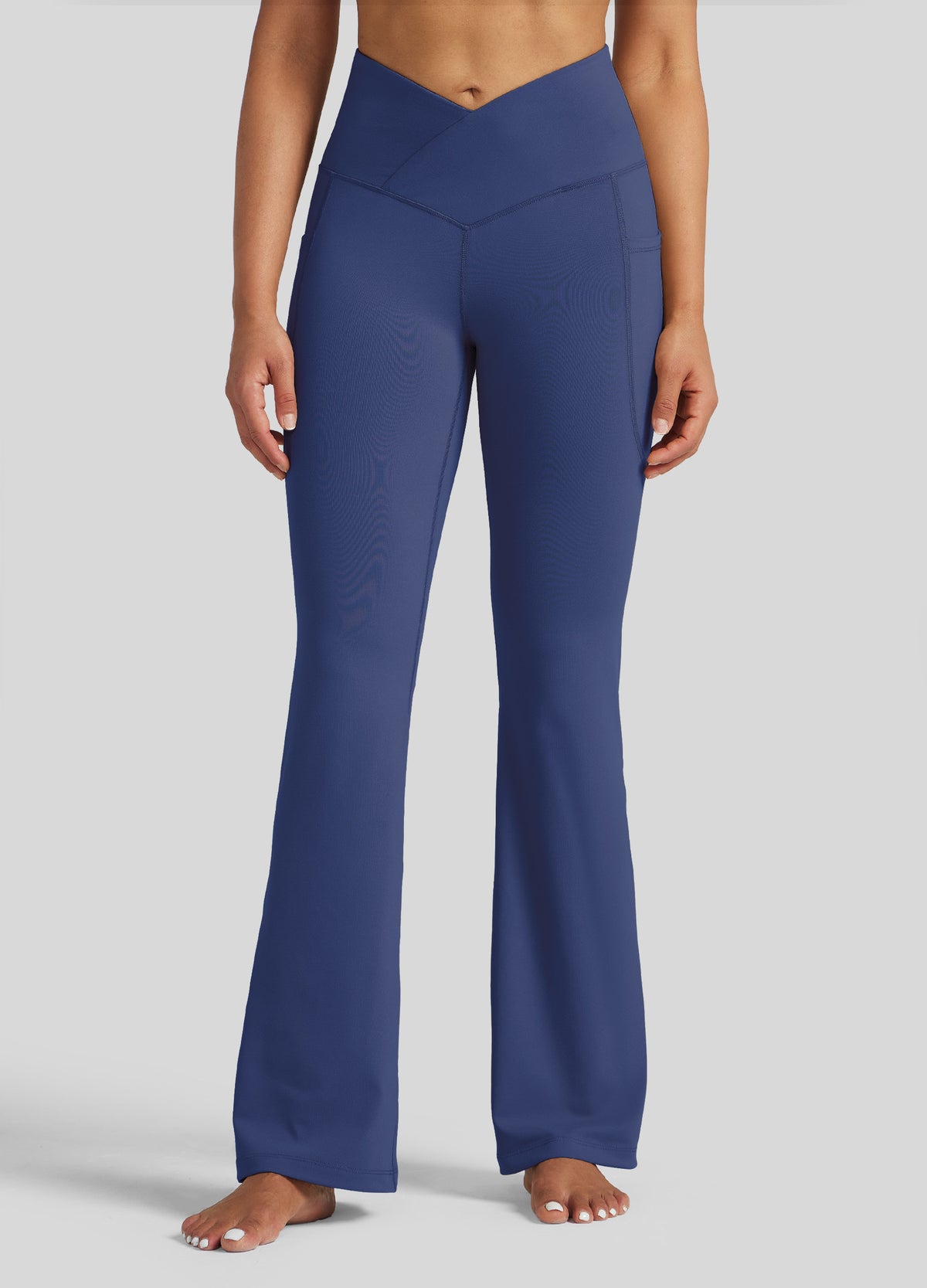Womens Crossover Flare Yoga Leggings 31 Inch deep blue