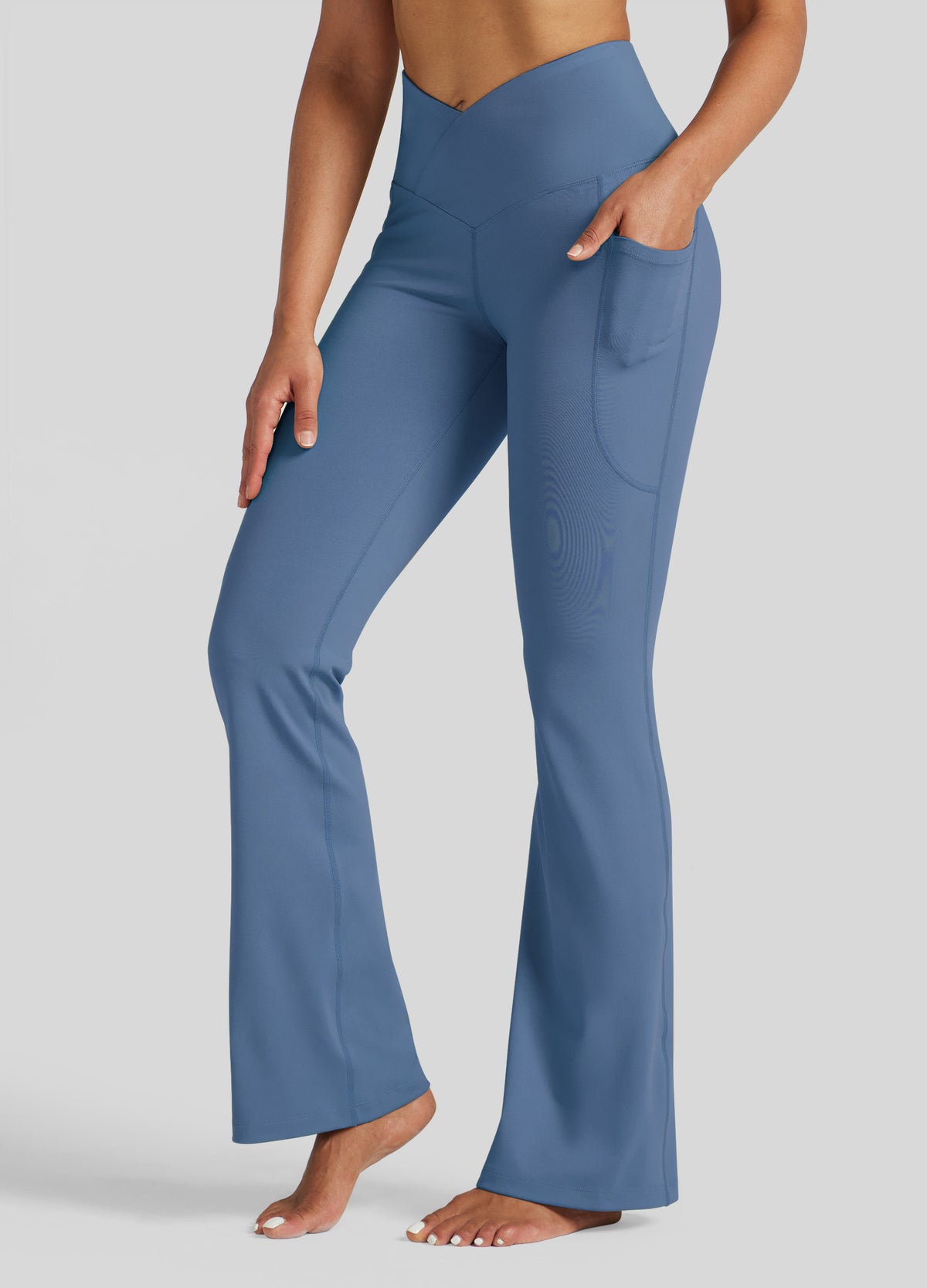 Womens Crossover Flare Yoga Leggings 31 Inch fog blue