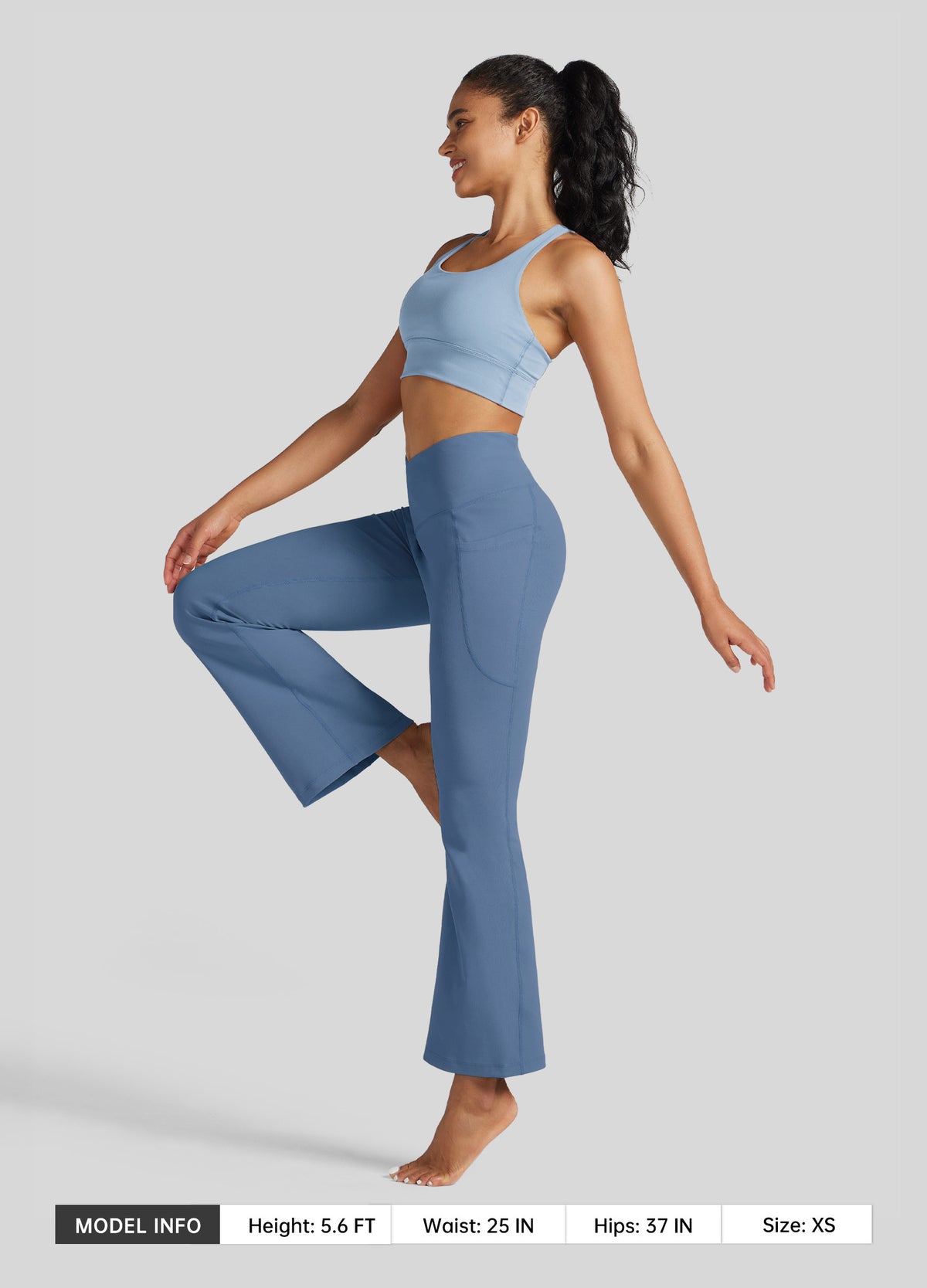 Womens Crossover Flare Yoga Leggings 31 Inch fog blue