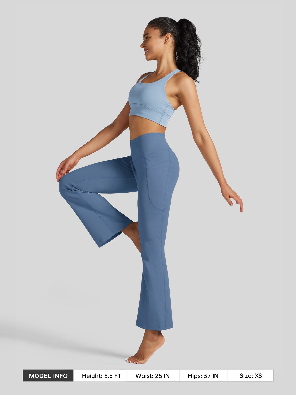 Womens Crossover Flare Yoga Leggings 31 Inch fog blue