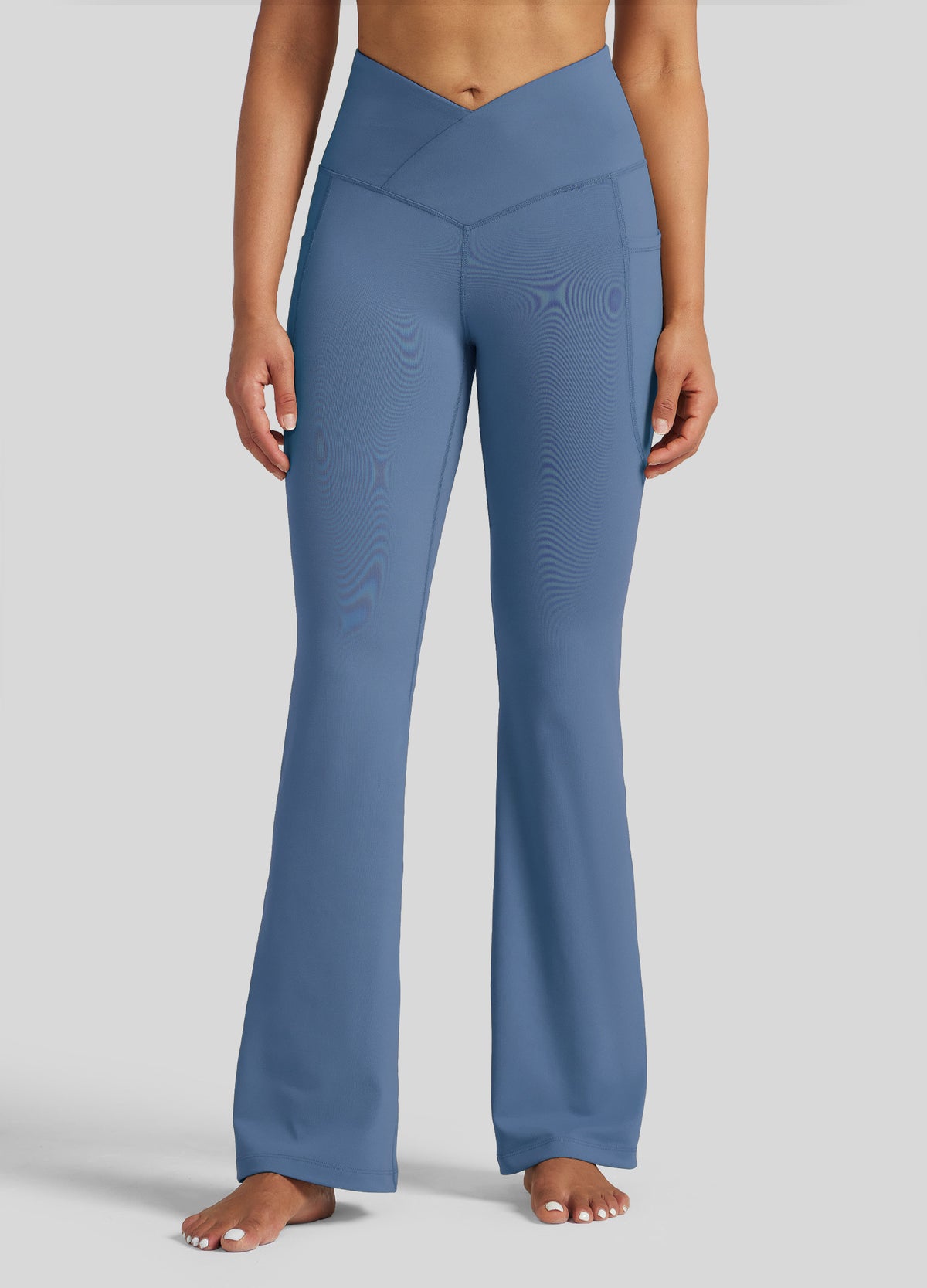 Womens Crossover Flare Yoga Leggings 31 Inch fog blue