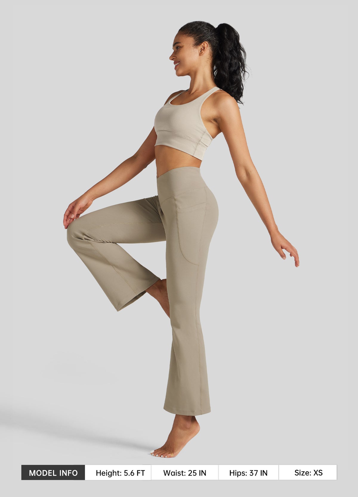 Womens Crossover Flare Yoga Leggings 31 Inch khaki