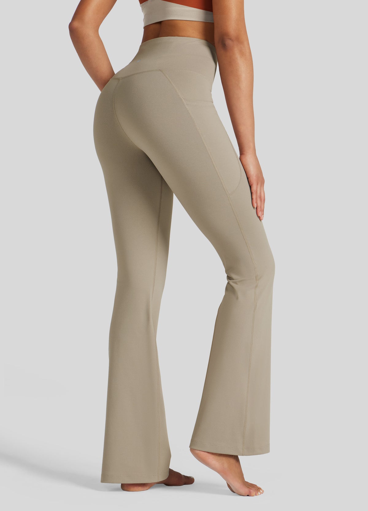 Womens Crossover Flare Yoga Leggings 29 Inch khaki
