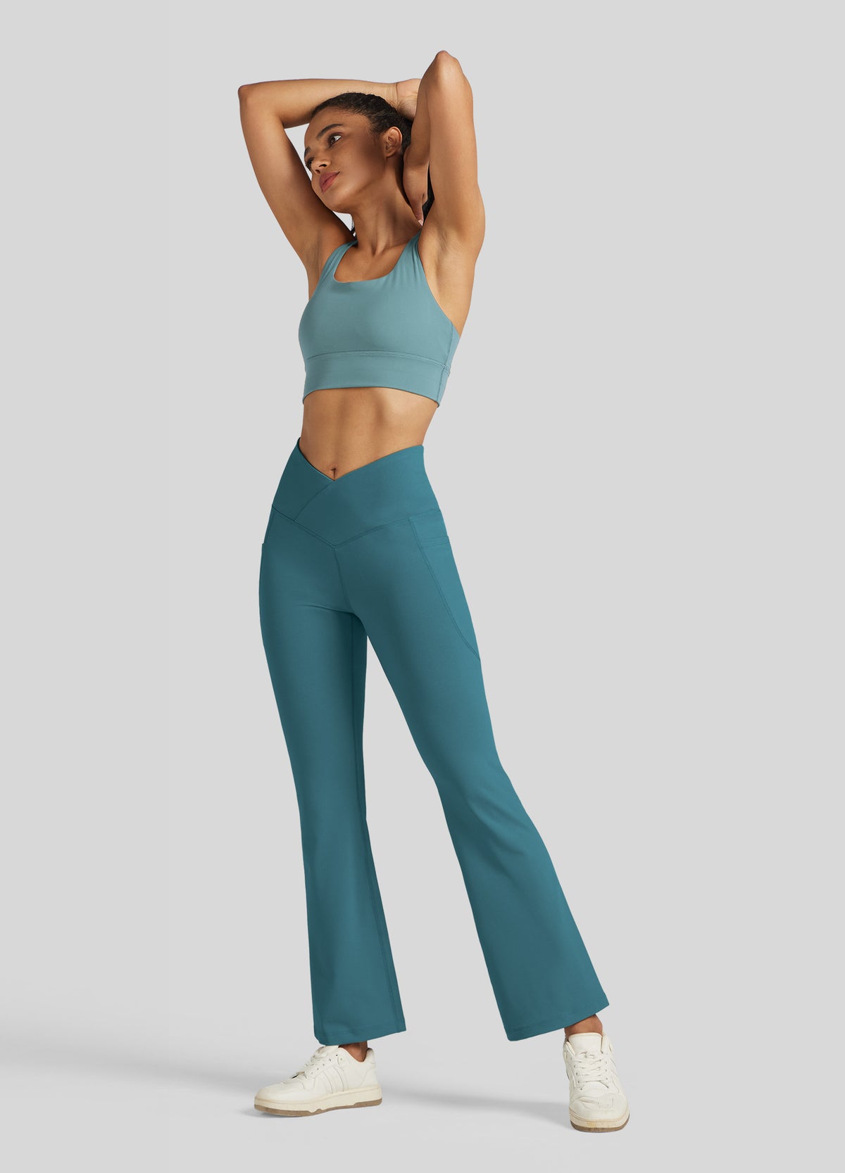 Womens Crossover Flare Yoga Leggings 31 Inch teal
