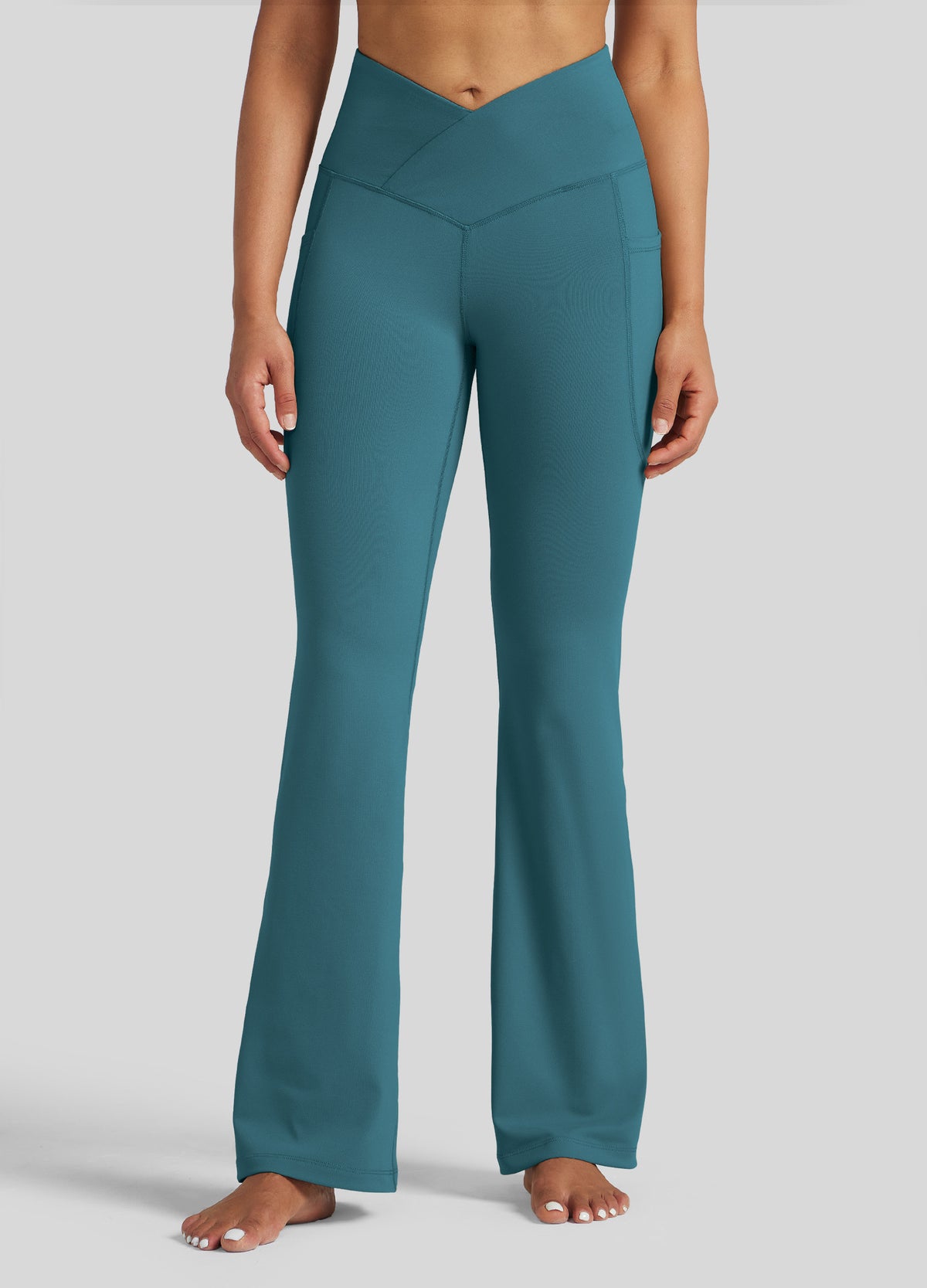 Womens Crossover Flare Yoga Leggings 29 Inch teal