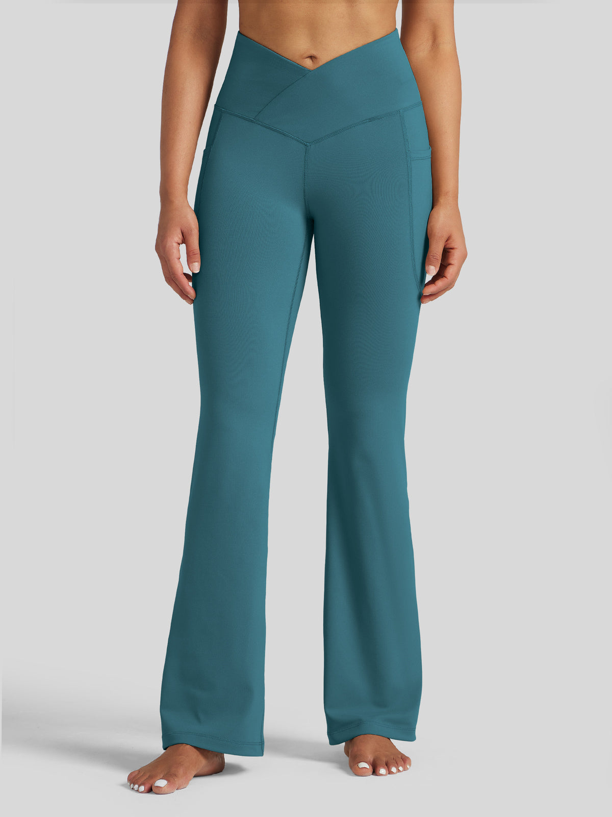 Womens Crossover Flare Yoga Leggings 29 Inch teal