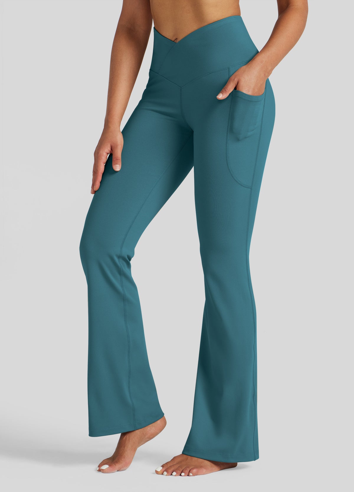 Womens Crossover Flare Yoga Leggings 31 Inch teal