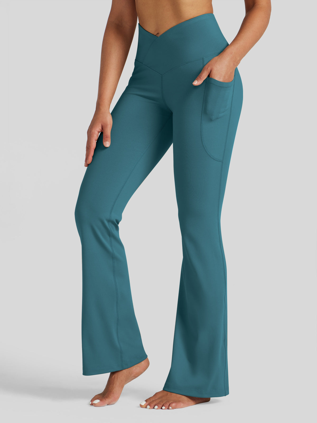 Womens Crossover Flare Yoga Leggings 29 Inch teal